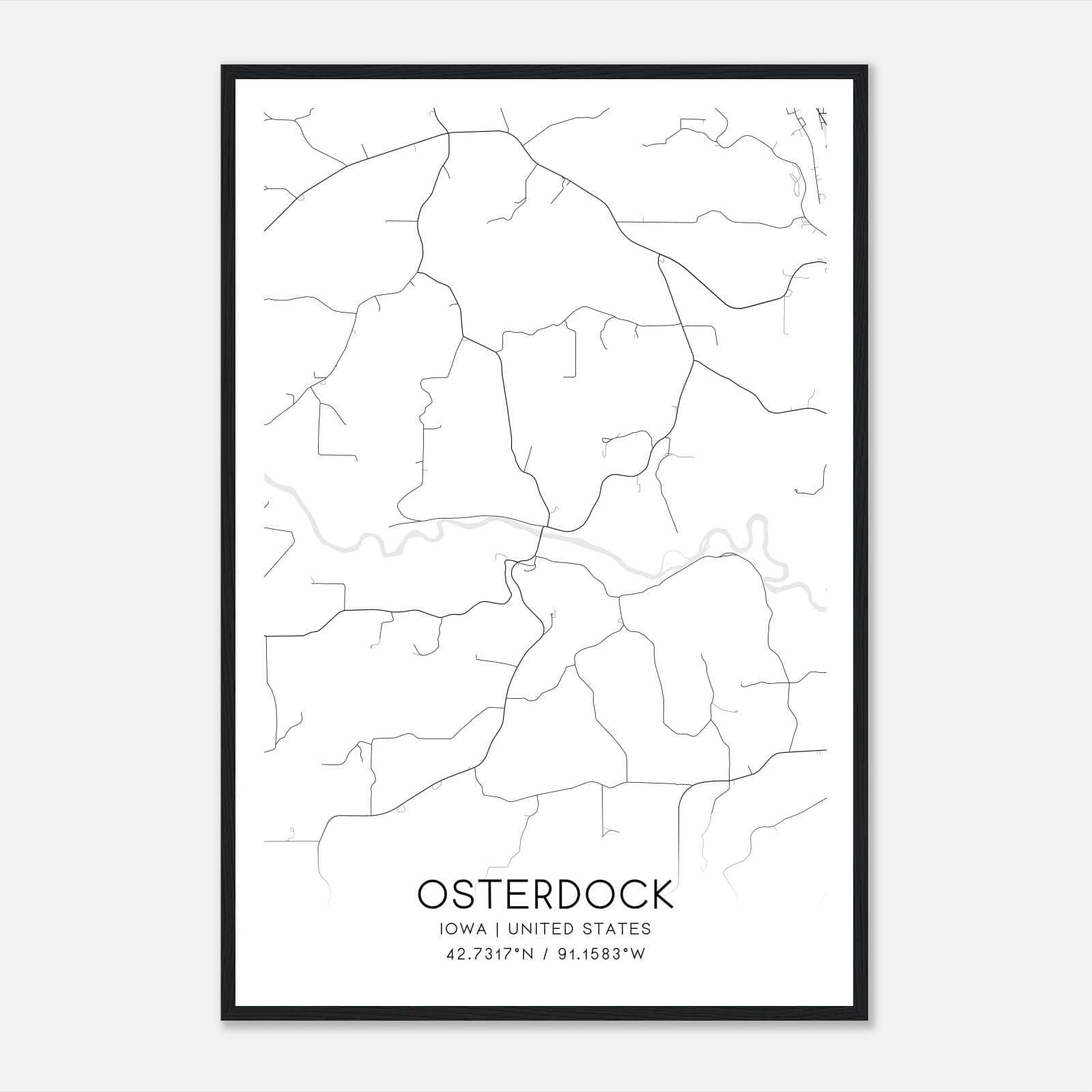 Osterdock Iowa Map Poster, Modern Home Decor Wall Art Print Osterdock Iowa Map Poster, Modern Home Decor Wall Art Print
