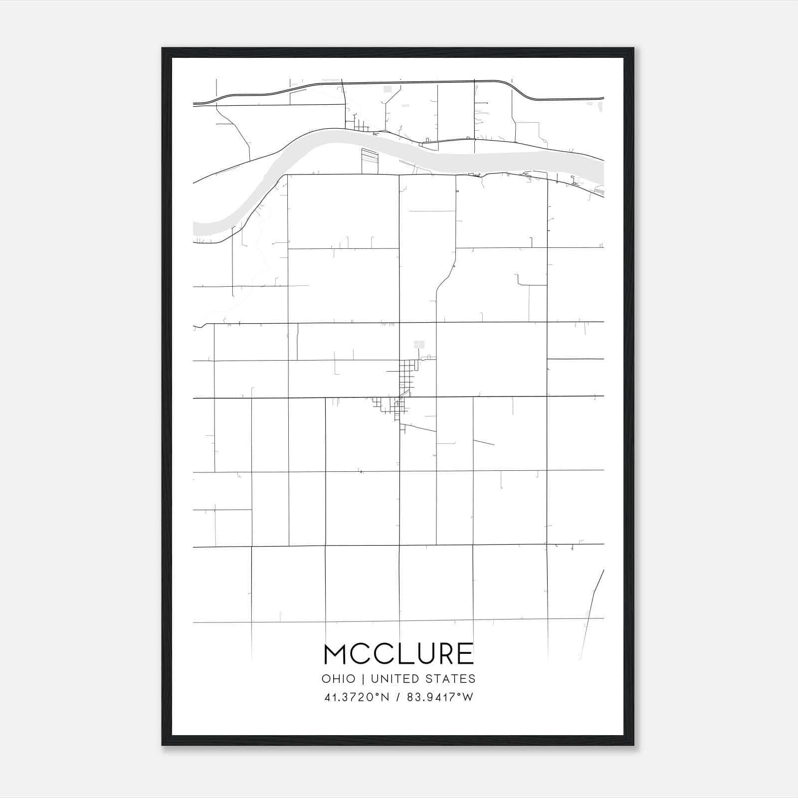 Mcclure Ohio Map Poster, Modern Home Decor Wall Art Print Mcclure Ohio Map Poster, Modern Home Decor Wall Art Print