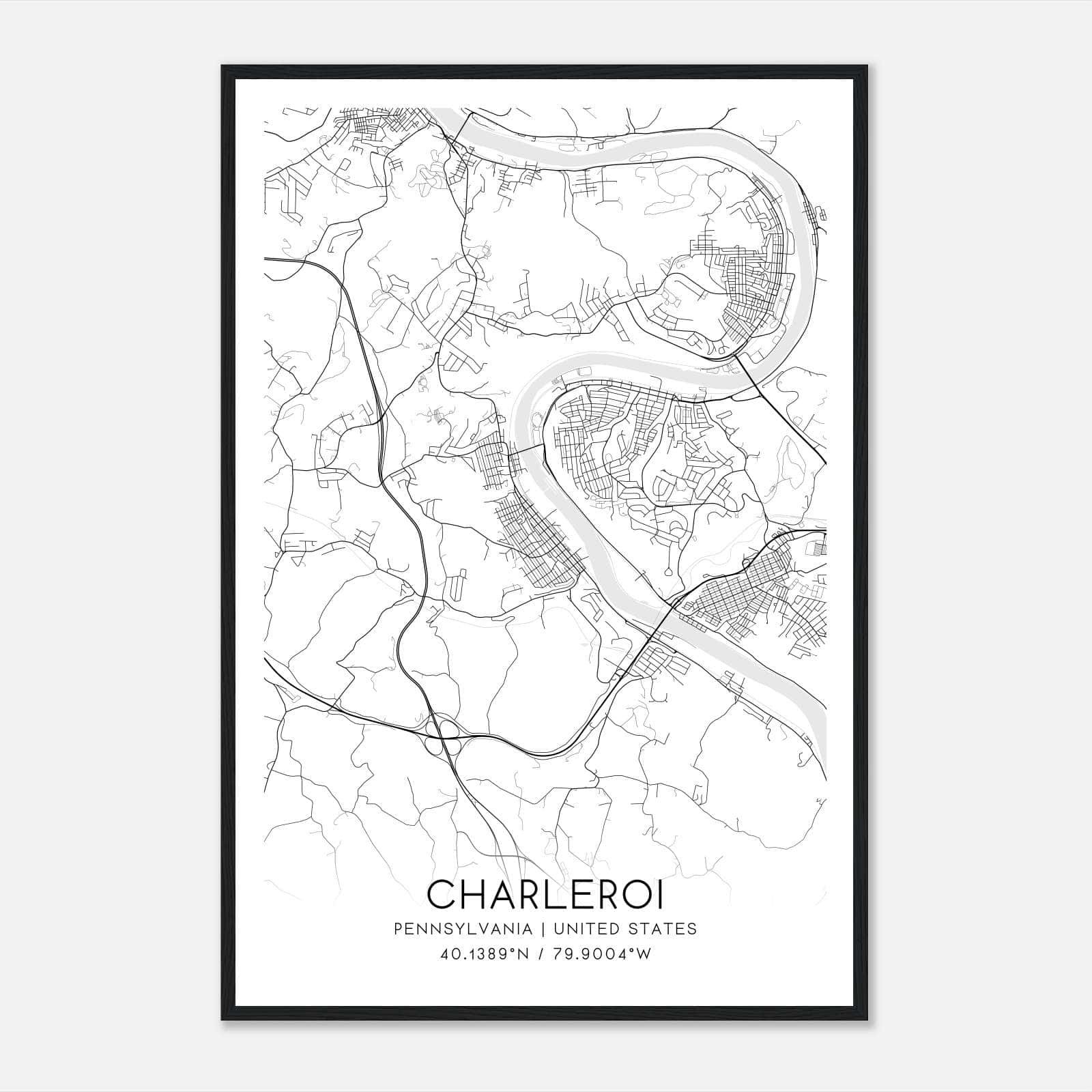 Charleroi Pennsylvania Map Poster, Modern Home Decor Wall Art Print Charleroi Pennsylvania Map Poster, Modern Home Decor Wall Art Print