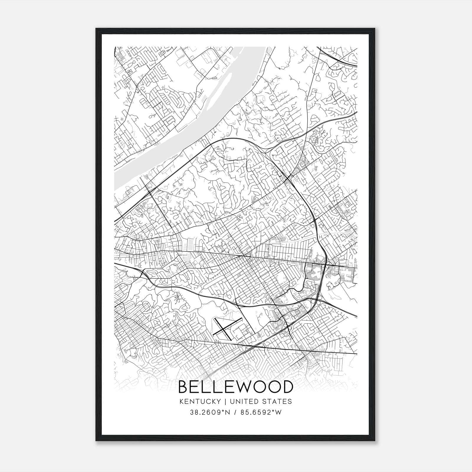Bellewood Kentucky Map Poster, Modern Home Decor Wall Art Print Bellewood Kentucky Map Poster, Modern Home Decor Wall Art Print