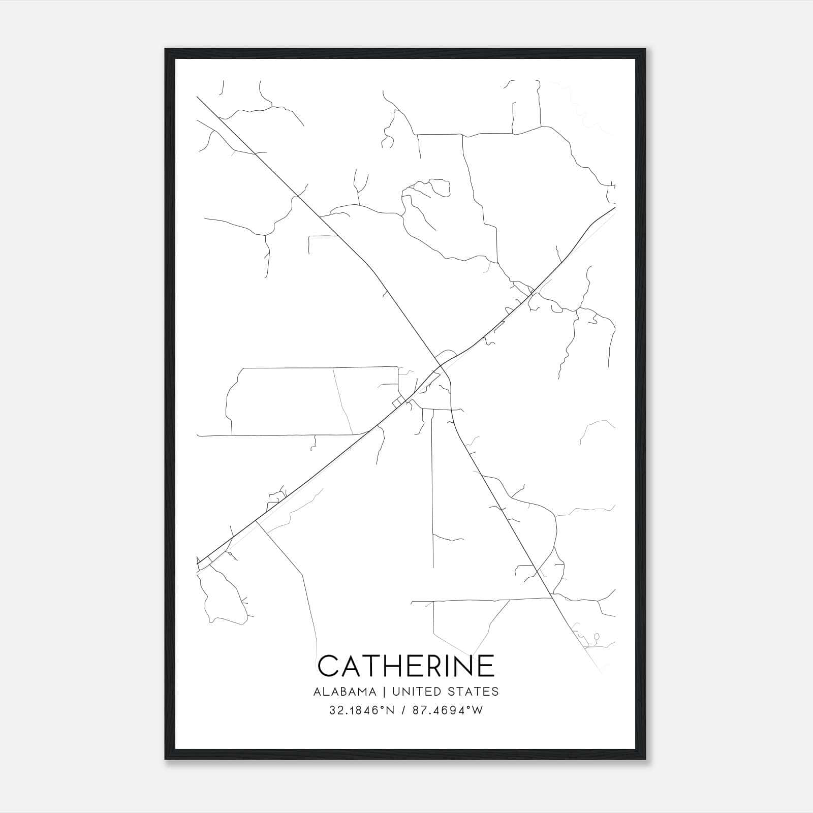 Catherine Alabama Map Poster, Modern Home Decor Wall Art Print Catherine Alabama Map Poster, Modern Home Decor Wall Art Print
