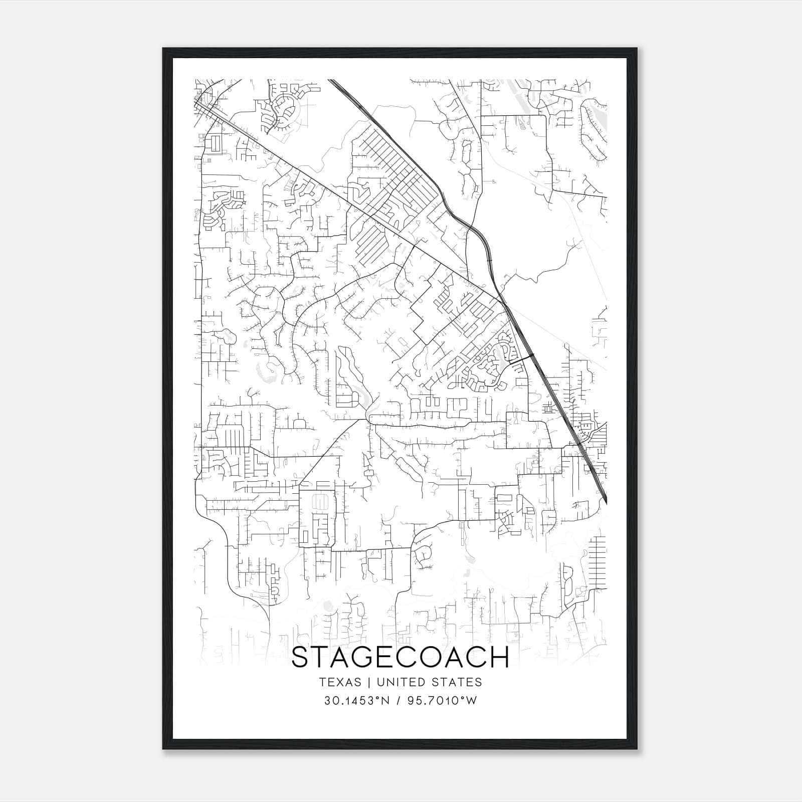 Stagecoach Texas Map Poster, Modern Home Decor Wall Art Print Stagecoach Texas Map Poster, Modern Home Decor Wall Art Print