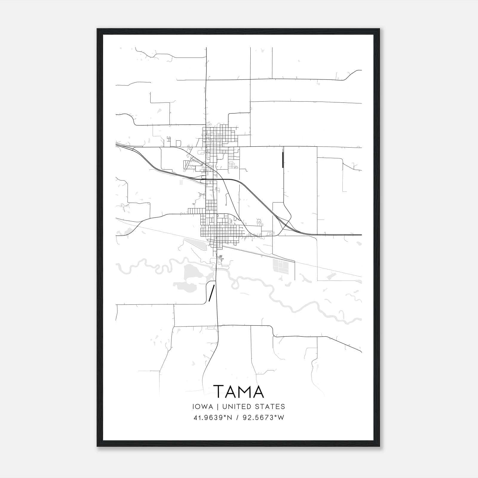 Tama Iowa Map Poster, Modern Home Decor Wall Art Print Tama Iowa Map Poster, Modern Home Decor Wall Art Print