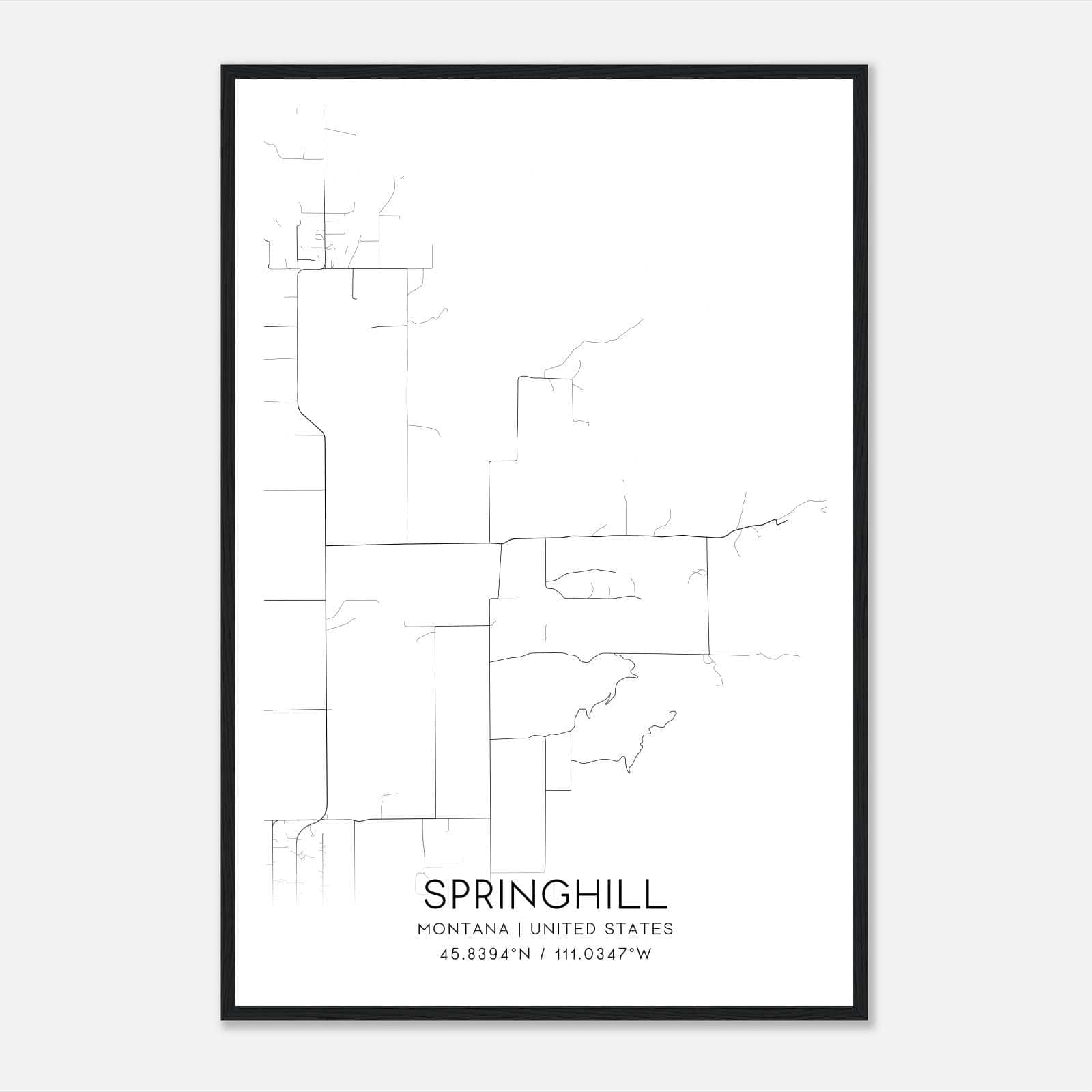 Springhill Montana Map Poster, Modern Home Decor Wall Art Print Springhill Montana Map Poster, Modern Home Decor Wall Art Print