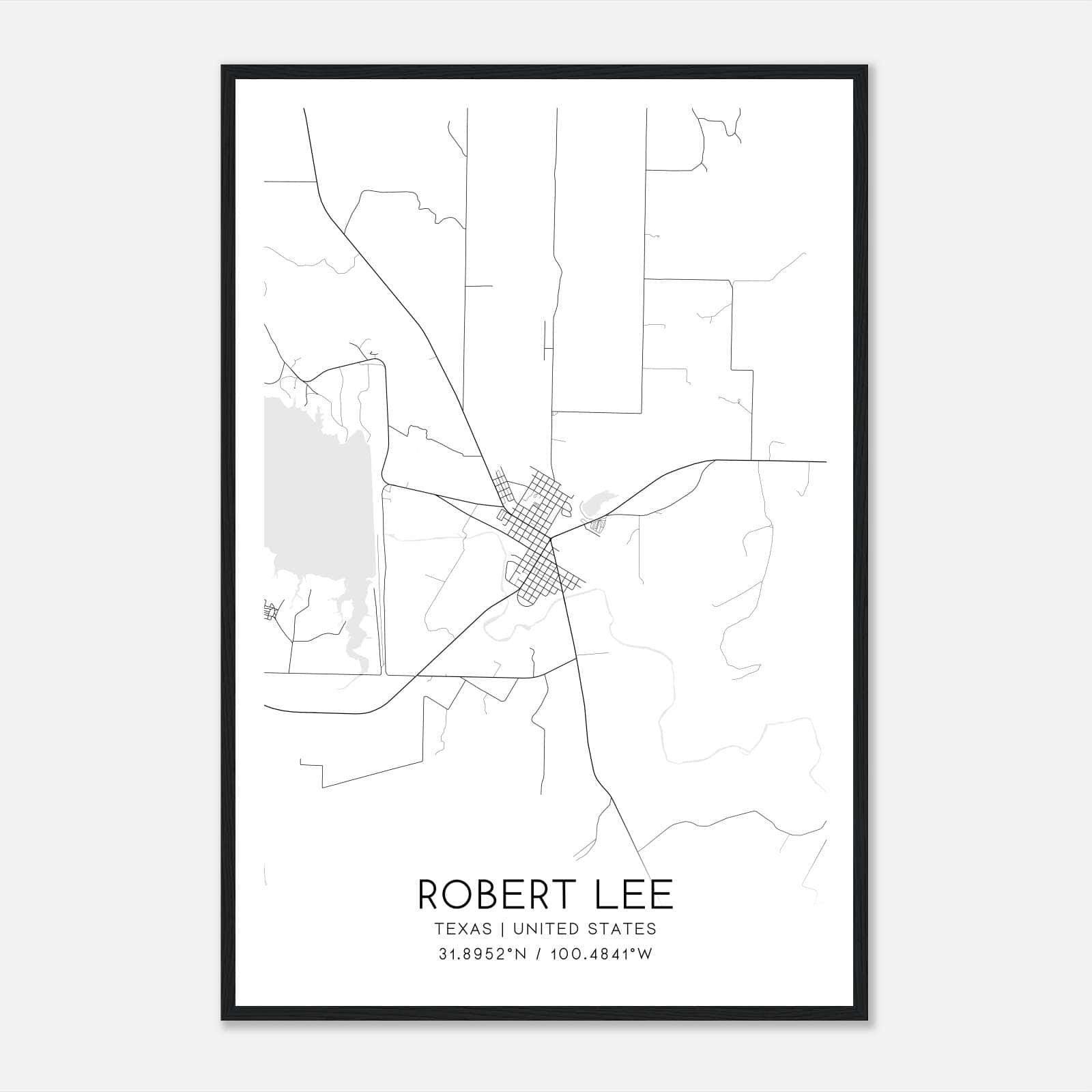 Robert Lee Texas Map Poster, Modern Home Decor Wall Art Print Robert Lee Texas Map Poster, Modern Home Decor Wall Art Print