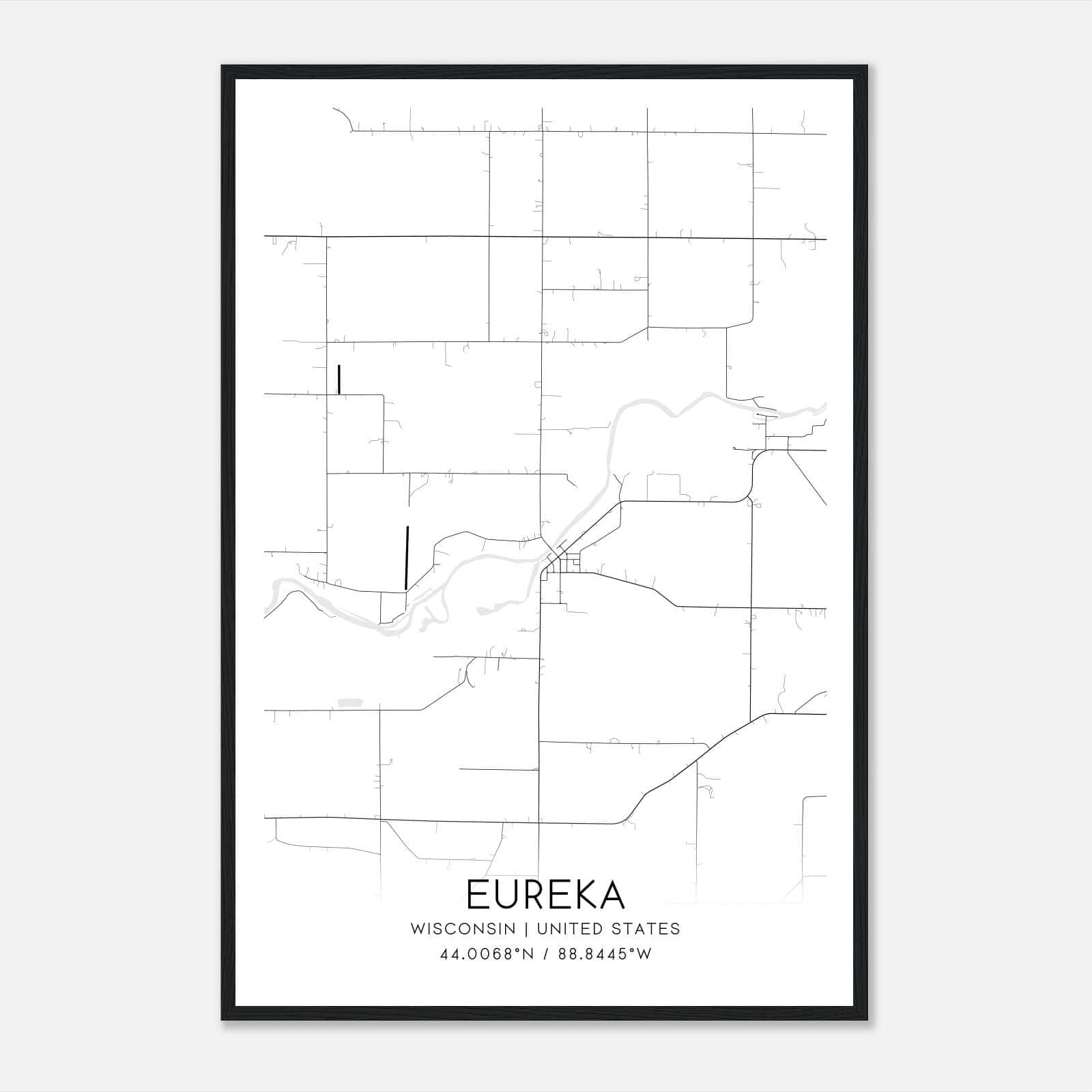 Eureka Wisconsin Map Poster, Modern Home Decor Wall Art Print Eureka Wisconsin Map Poster, Modern Home Decor Wall Art Print
