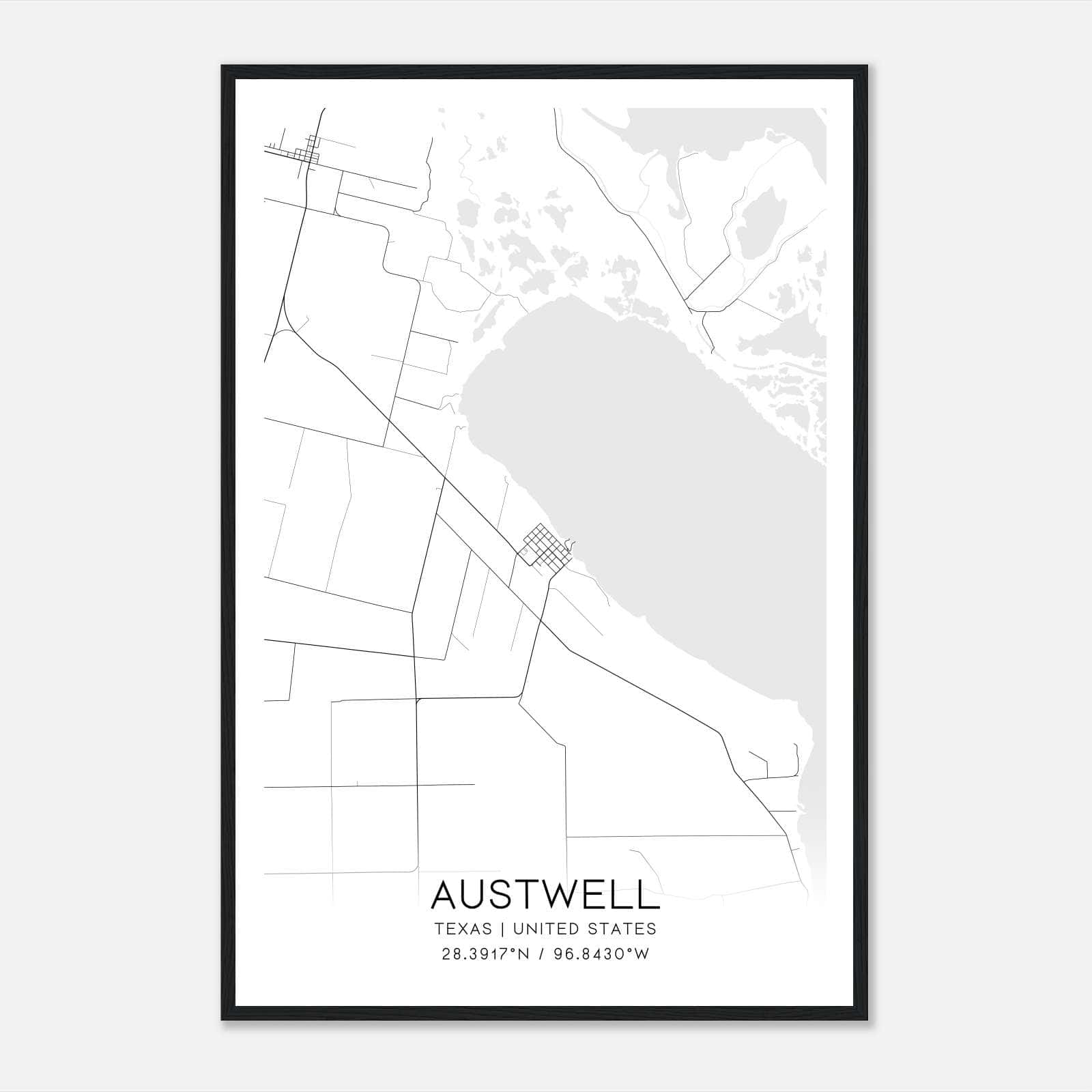 Austwell Texas Map Poster, Modern Home Decor Wall Art Print Austwell Texas Map Poster, Modern Home Decor Wall Art Print