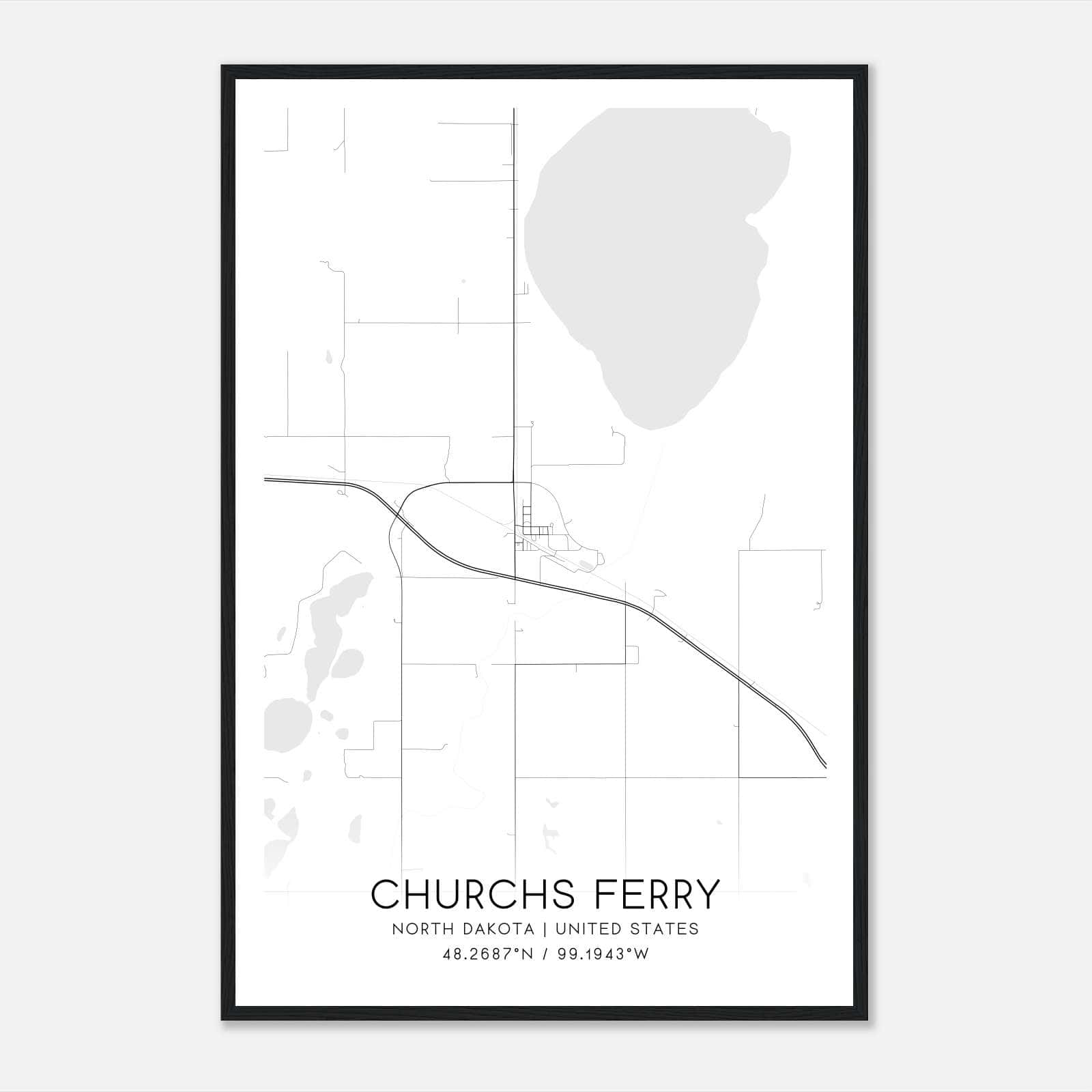 Churchs Ferry North Dakota Map Poster, Modern Home Decor Wall Art Print Churchs Ferry North Dakota Map Poster, Modern Home Decor Wall Art Print