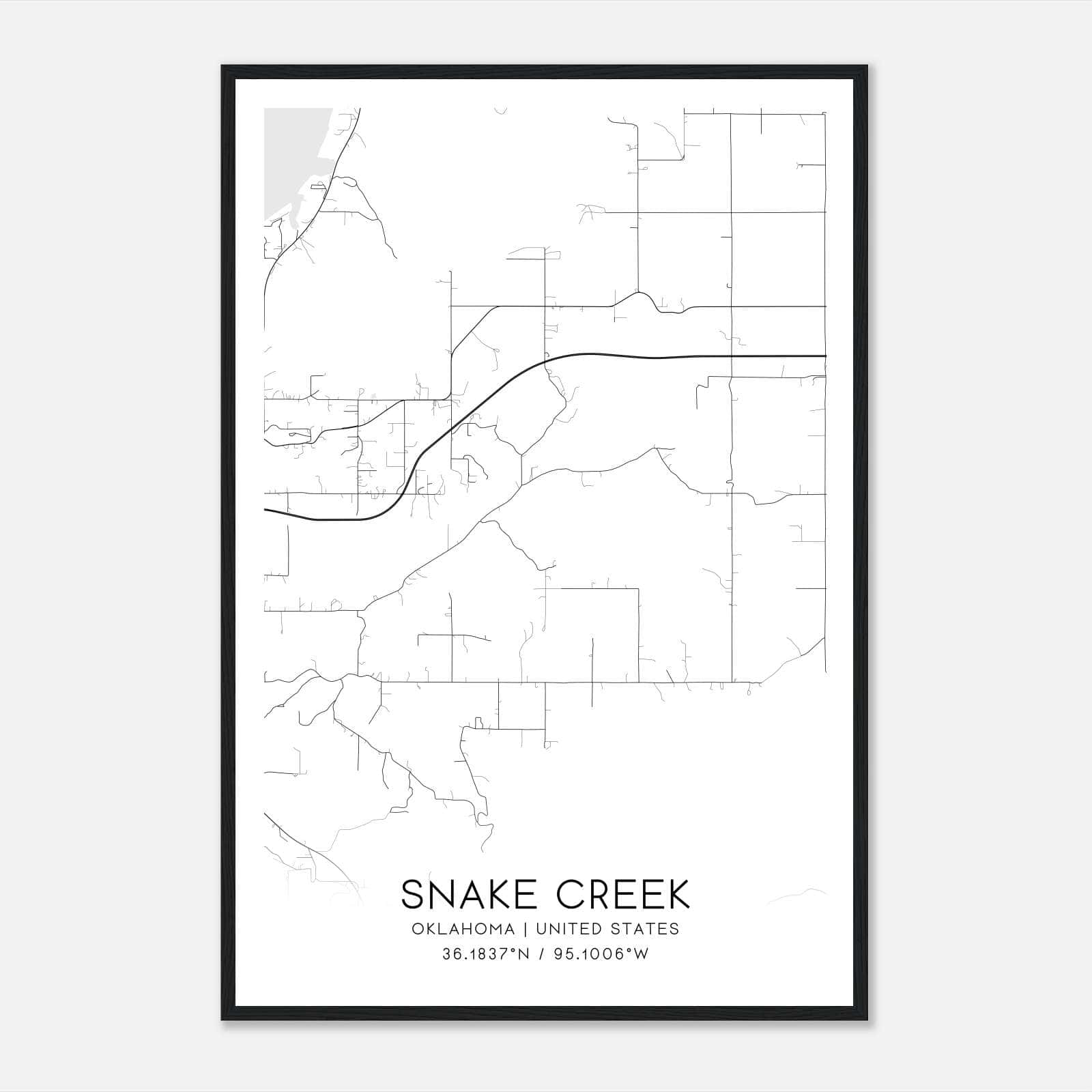 Snake Creek Oklahoma Map Poster, Modern Home Decor Wall Art Print Snake Creek Oklahoma Map Poster, Modern Home Decor Wall Art Print