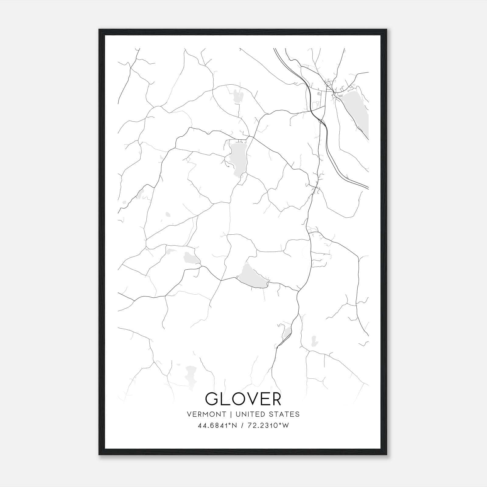 Glover Vermont Map Poster, Modern Home Decor Wall Art Print Glover Vermont Map Poster, Modern Home Decor Wall Art Print
