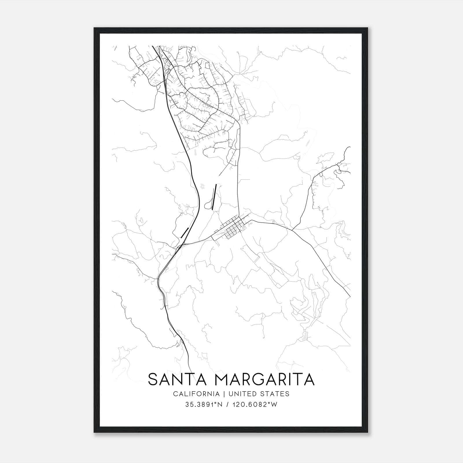 Santa Margarita California Map Poster, Modern Home Decor Wall Art Print Santa Margarita California Map Poster, Modern Home Decor Wall Art Print