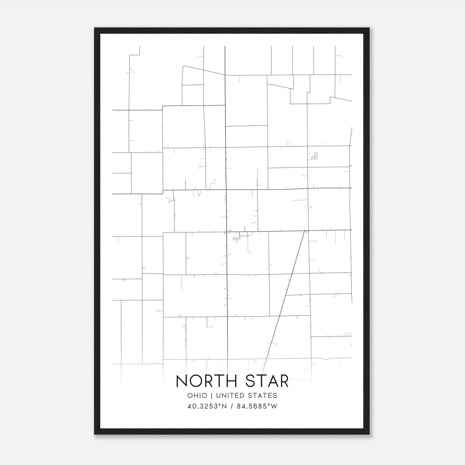 North Star Ohio Map Poster, Modern Home Decor Wall Art Print North Star Ohio Map Poster, Modern Home Decor Wall Art Print