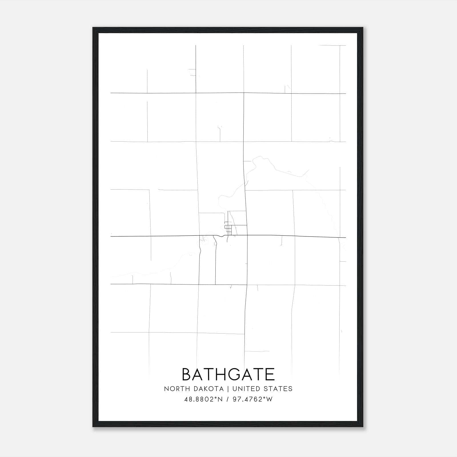Bathgate North Dakota Map Poster, Modern Home Decor Wall Art Print Bathgate North Dakota Map Poster, Modern Home Decor Wall Art Print