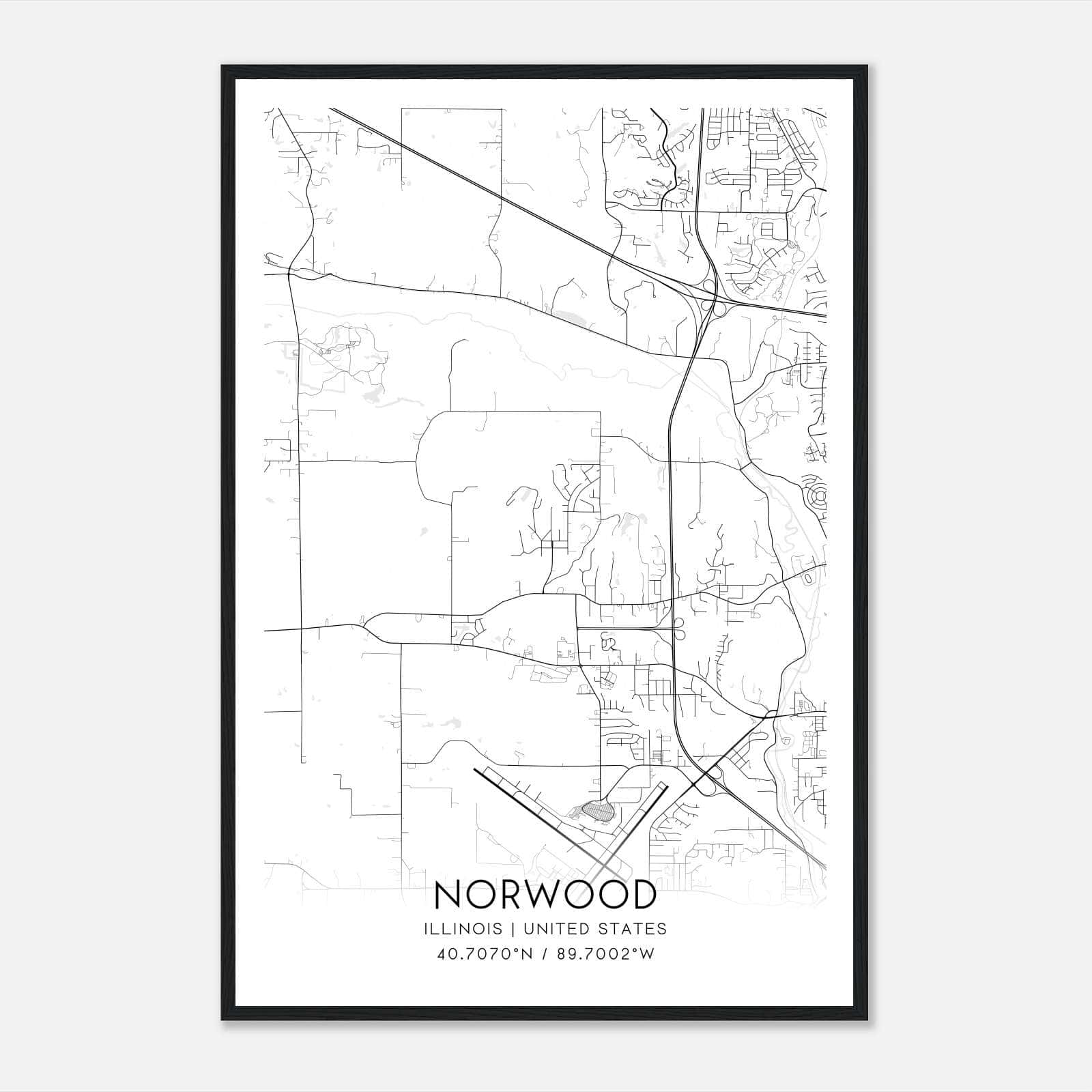 Norwood Illinois Map Poster, Modern Home Decor Wall Art Print Norwood Illinois Map Poster, Modern Home Decor Wall Art Print