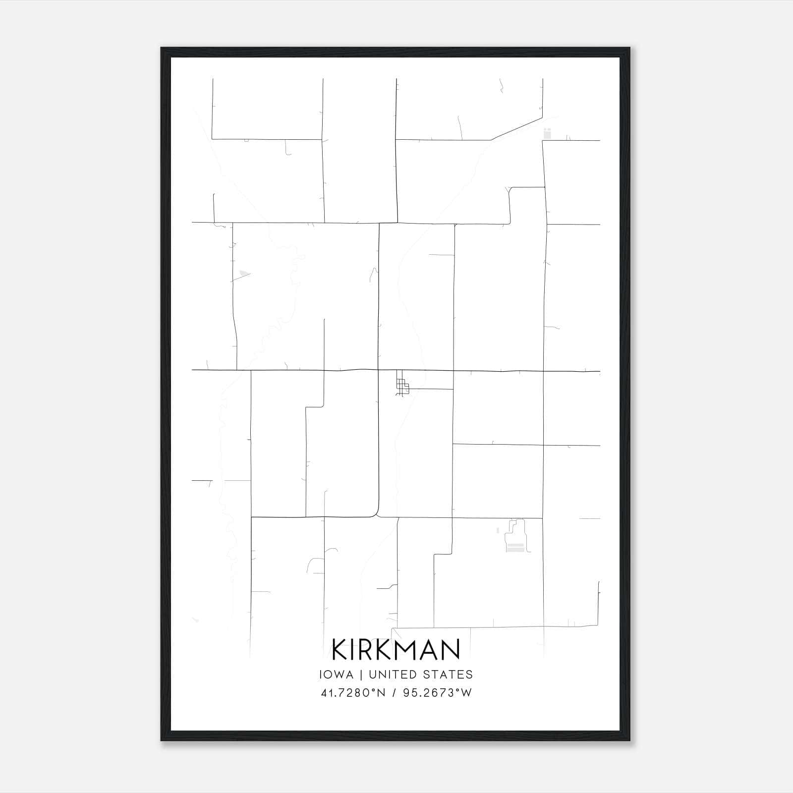 Kirkman Iowa Map Poster, Modern Home Decor Wall Art Print Kirkman Iowa Map Poster, Modern Home Decor Wall Art Print