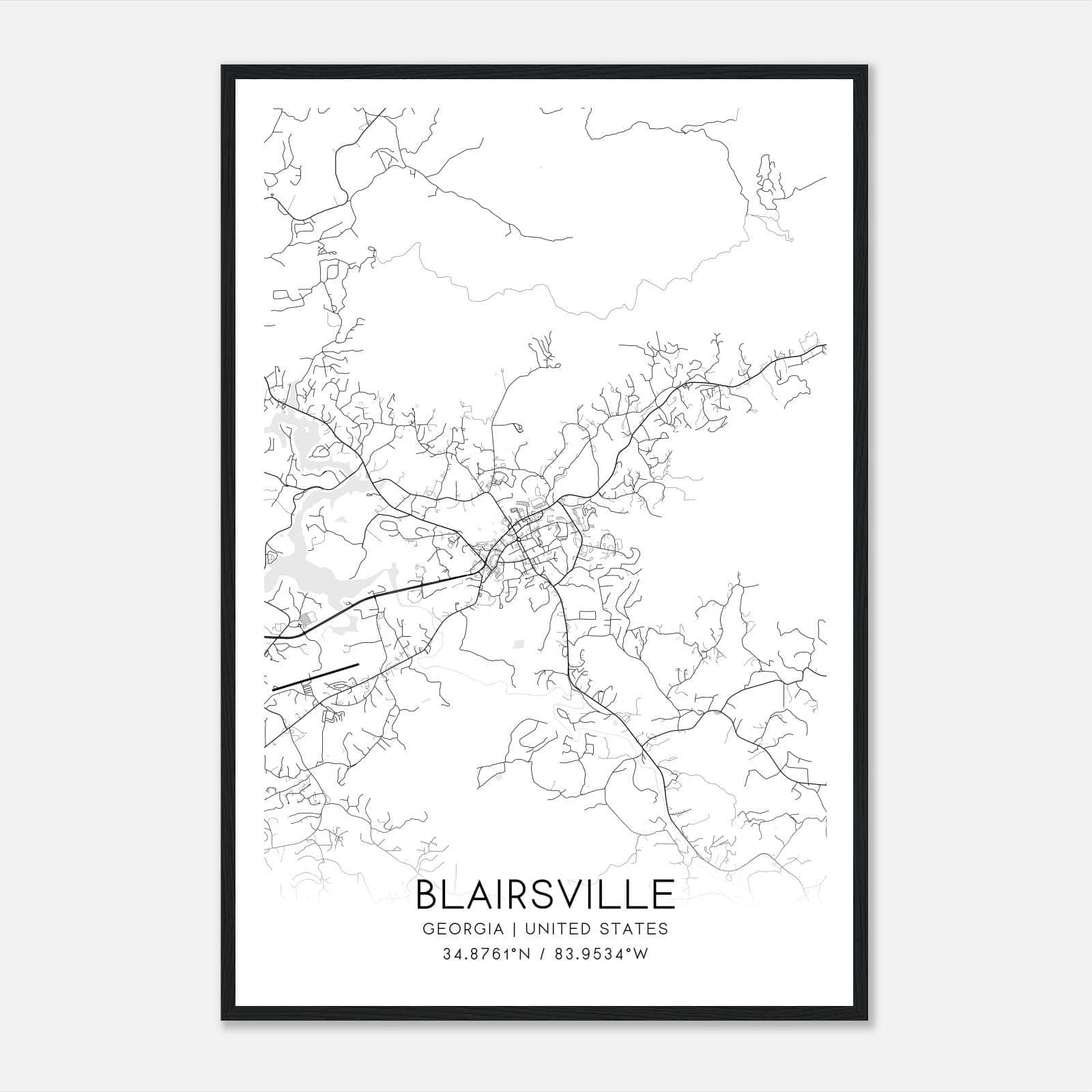 Blairsville Georgia Map Poster, Modern Home Decor Wall Art Print Blairsville Georgia Map Poster, Modern Home Decor Wall Art Print