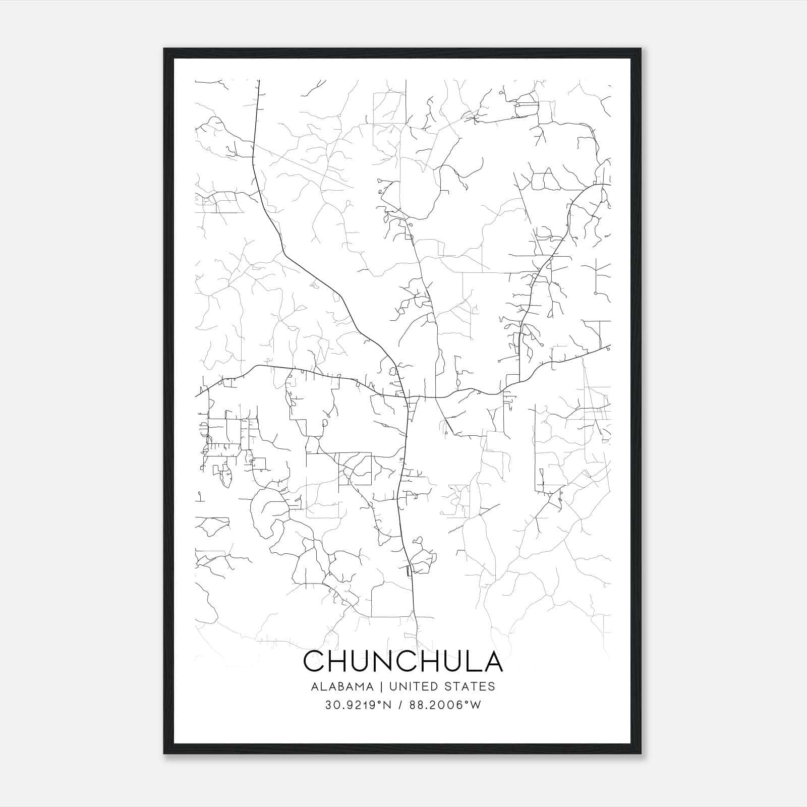 Chunchula Alabama Map Poster, Modern Home Decor Wall Art Print Chunchula Alabama Map Poster, Modern Home Decor Wall Art Print