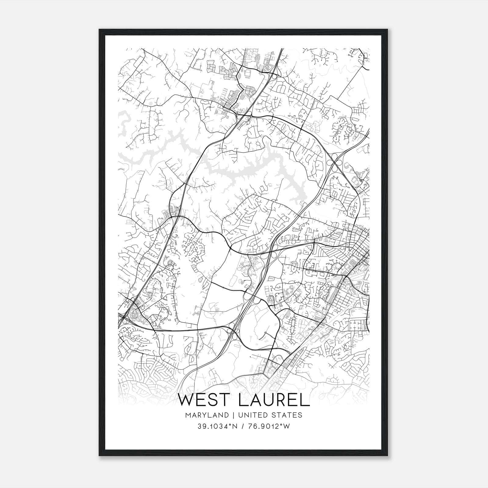 West Laurel Maryland Map Poster, Modern Home Decor Wall Art Print West Laurel Maryland Map Poster, Modern Home Decor Wall Art Print