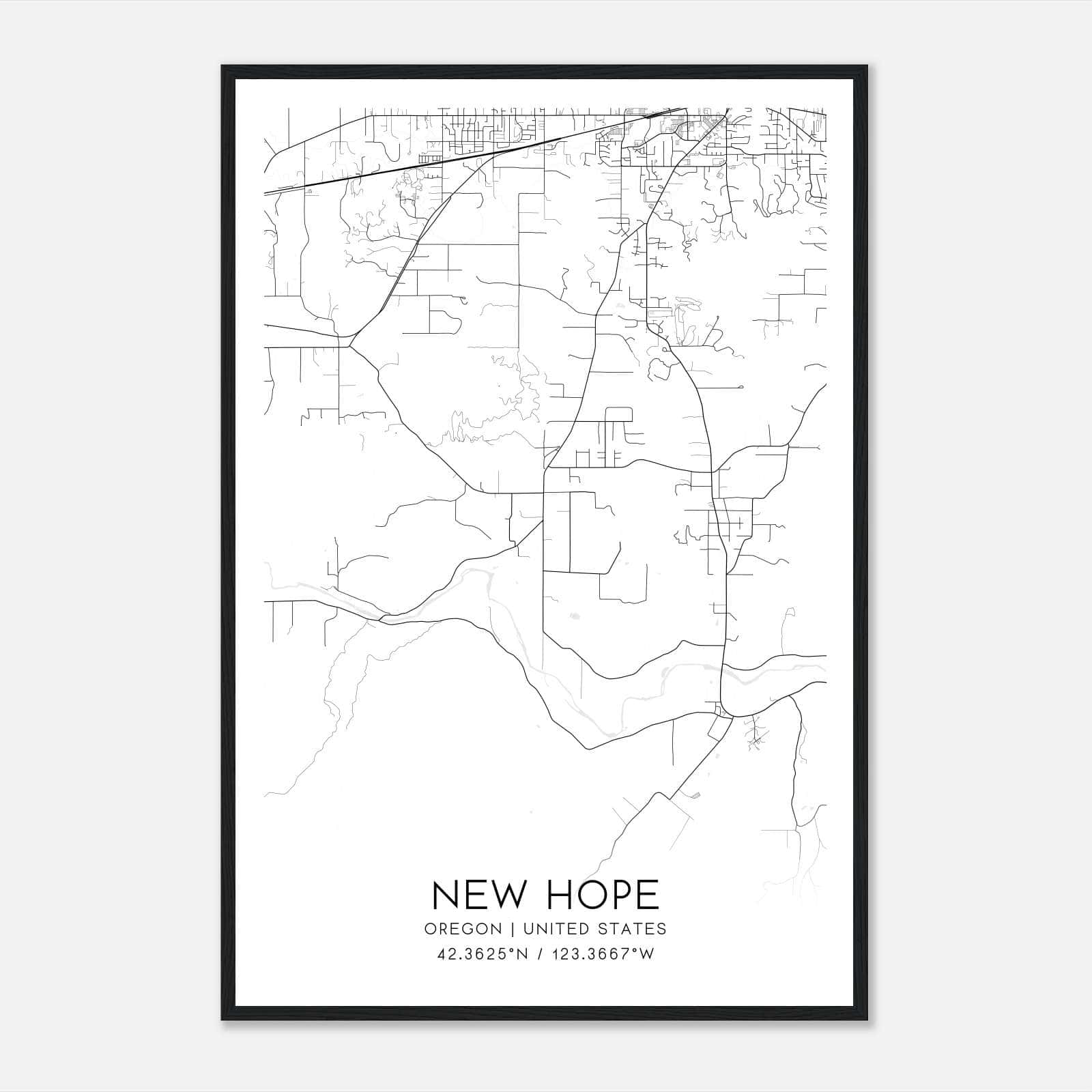 New Hope Oregon Map Poster, Modern Home Decor Wall Art Print New Hope Oregon Map Poster, Modern Home Decor Wall Art Print