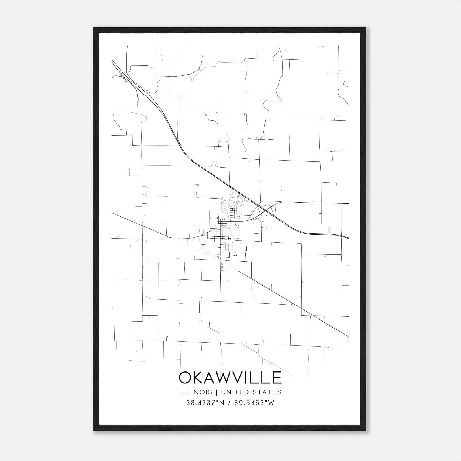 Okawville Illinois Map Poster, Modern Home Decor Wall Art Print Okawville Illinois Map Poster, Modern Home Decor Wall Art Print