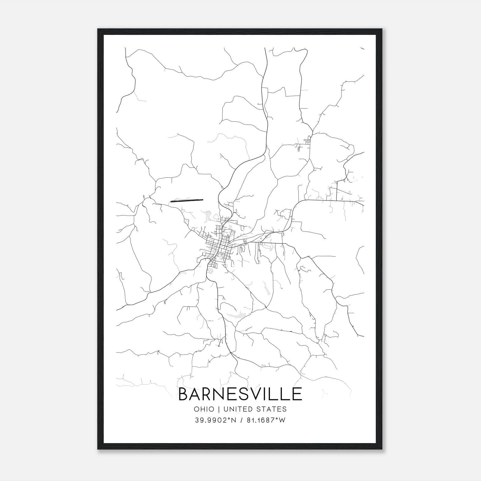Barnesville Ohio Map Poster, Modern Home Decor Wall Art Print Barnesville Ohio Map Poster, Modern Home Decor Wall Art Print
