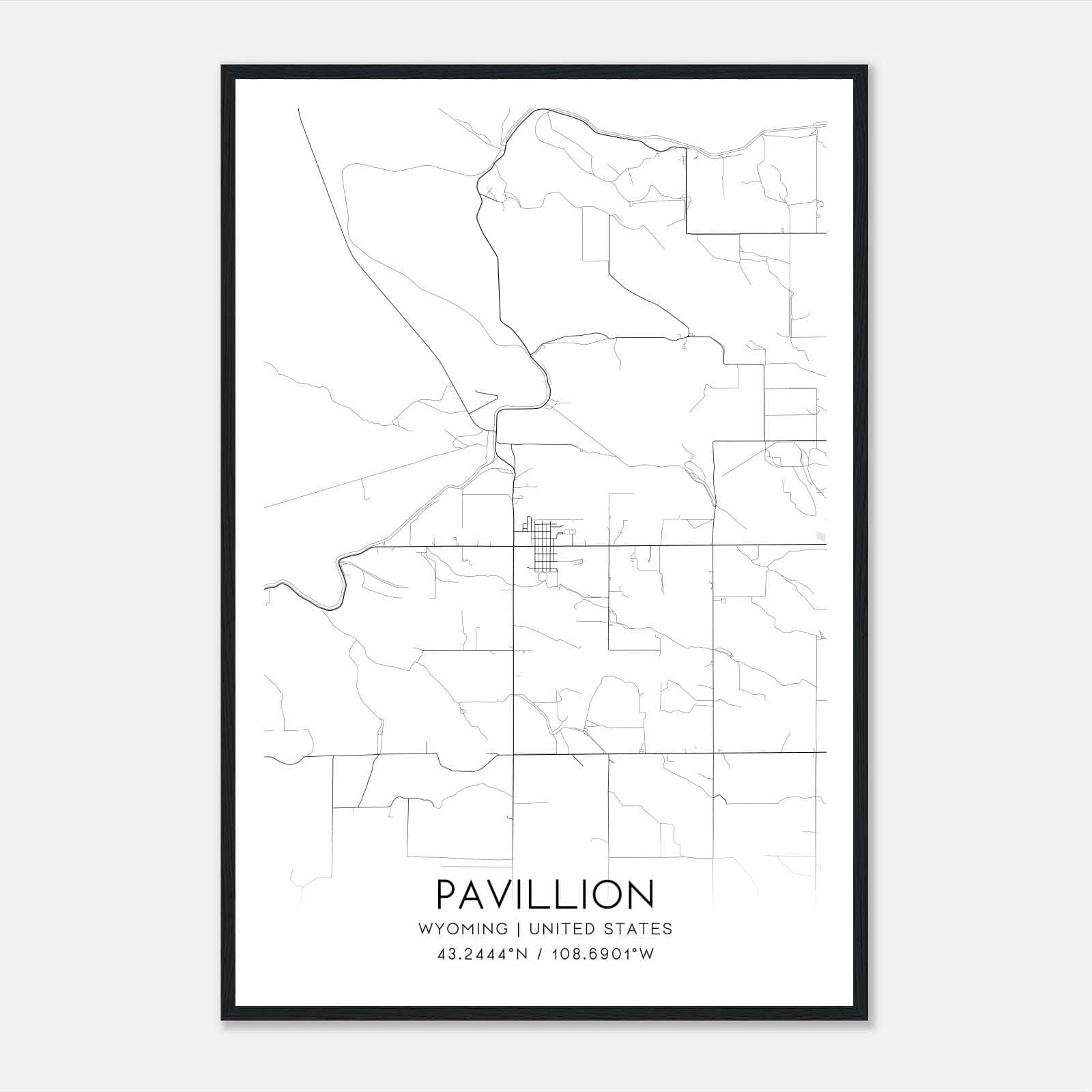 Pavillion Wyoming Map Poster, Modern Home Decor Wall Art Print Pavillion Wyoming Map Poster, Modern Home Decor Wall Art Print