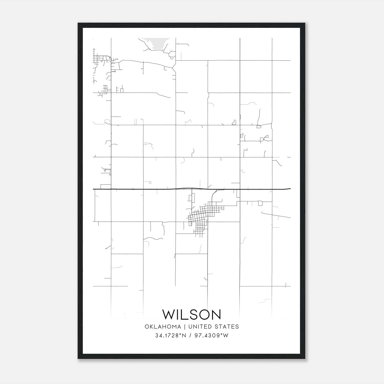 Wilson Oklahoma Map Poster, Modern Home Decor Wall Art Print Wilson Oklahoma Map Poster, Modern Home Decor Wall Art Print