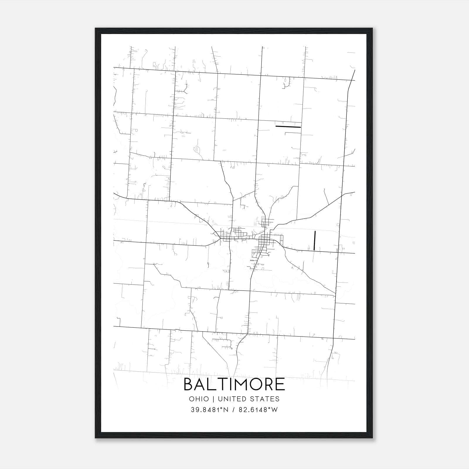 Baltimore Ohio Map Poster, Modern Home Decor Wall Art Print Baltimore Ohio Map Poster, Modern Home Decor Wall Art Print