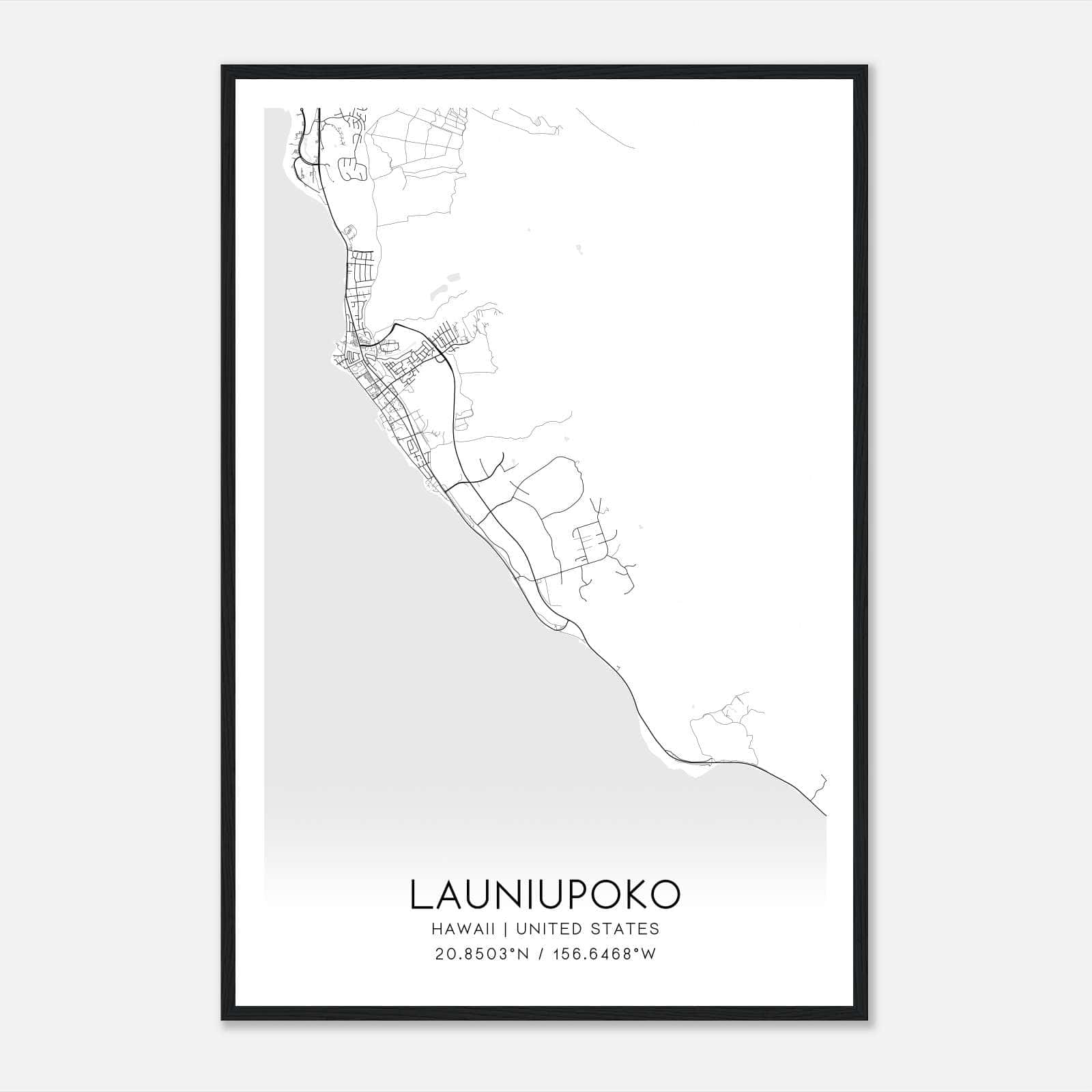 Launiupoko Hawaii Map Poster, Modern Home Decor Wall Art Print Launiupoko Hawaii Map Poster, Modern Home Decor Wall Art Print