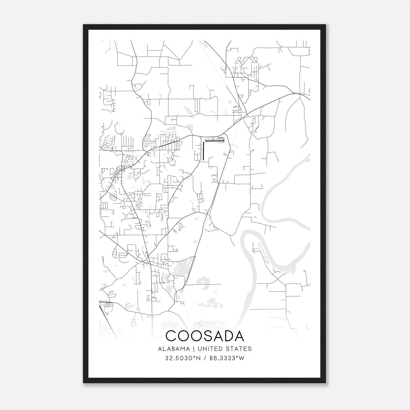 Coosada Alabama Map Poster, Modern Home Decor Wall Art Print Coosada Alabama Map Poster, Modern Home Decor Wall Art Print