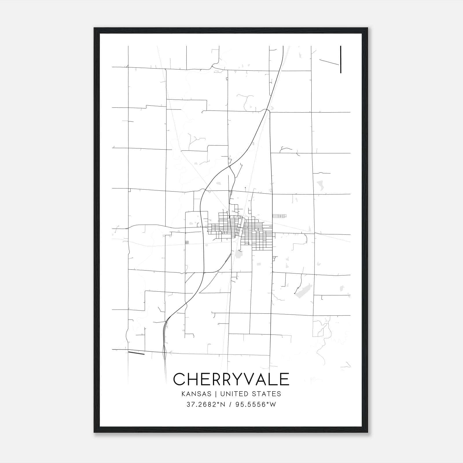 Cherryvale Kansas Map Poster, Modern Home Decor Wall Art Print Cherryvale Kansas Map Poster, Modern Home Decor Wall Art Print