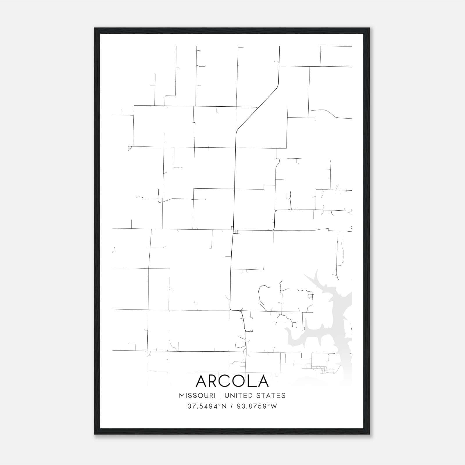 Arcola Missouri Map Poster, Modern Home Decor Wall Art Print Arcola Missouri Map Poster, Modern Home Decor Wall Art Print