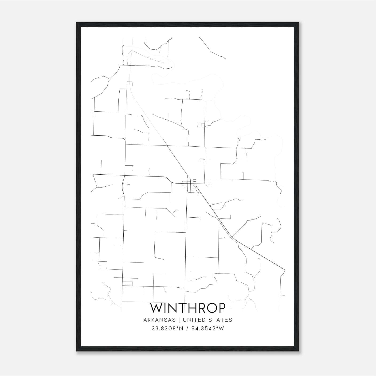 Winthrop Arkansas Map Poster, Modern Home Decor Wall Art Print Winthrop Arkansas Map Poster, Modern Home Decor Wall Art Print