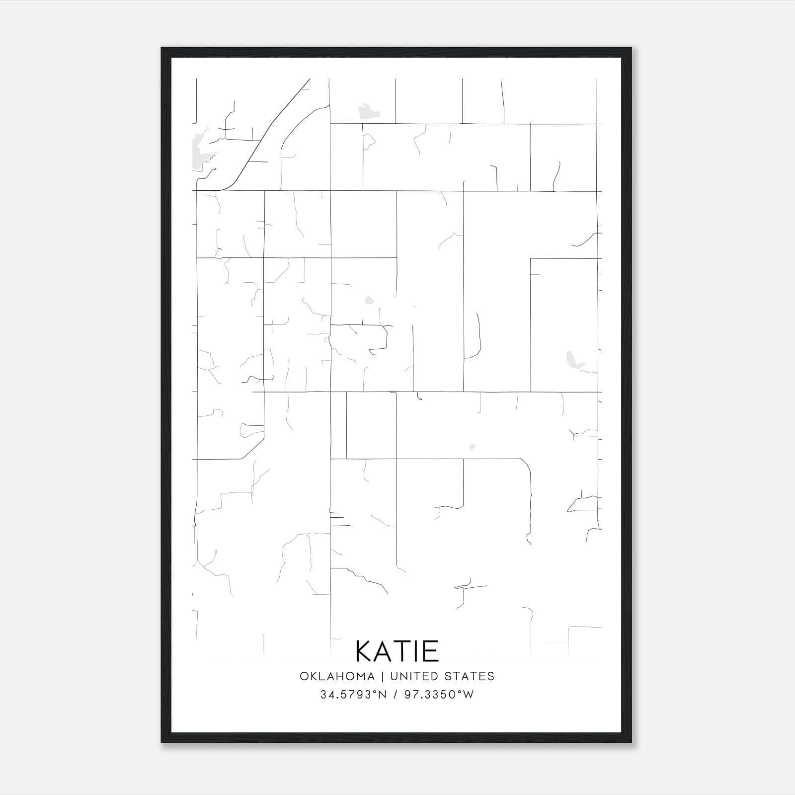 Katie Oklahoma Map Poster, Modern Home Decor Wall Art Print Katie Oklahoma Map Poster, Modern Home Decor Wall Art Print