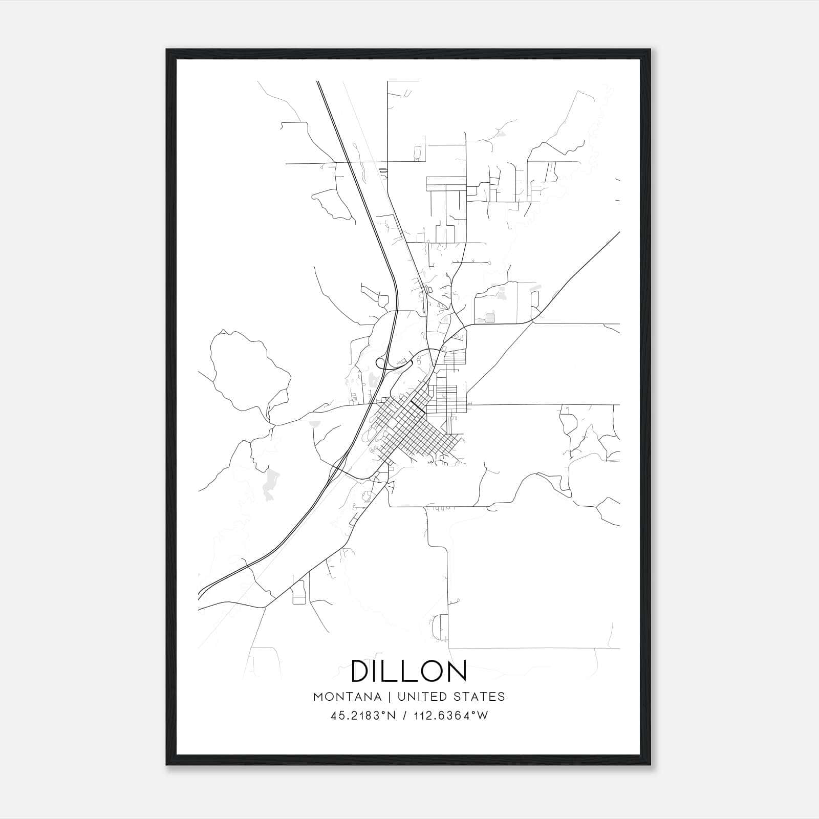 Dillon Montana Map Poster, Modern Home Decor Wall Art Print Dillon Montana Map Poster, Modern Home Decor Wall Art Print