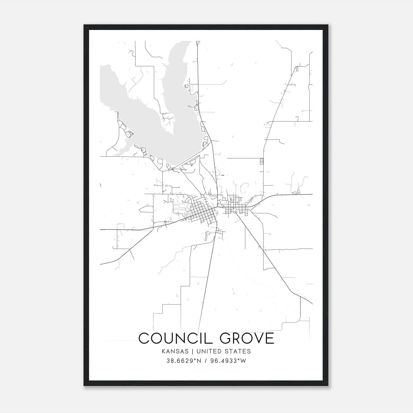 Council Grove Kansas Map Poster, Modern Home Decor Wall Art Print Council Grove Kansas Map Poster, Modern Home Decor Wall Art Print