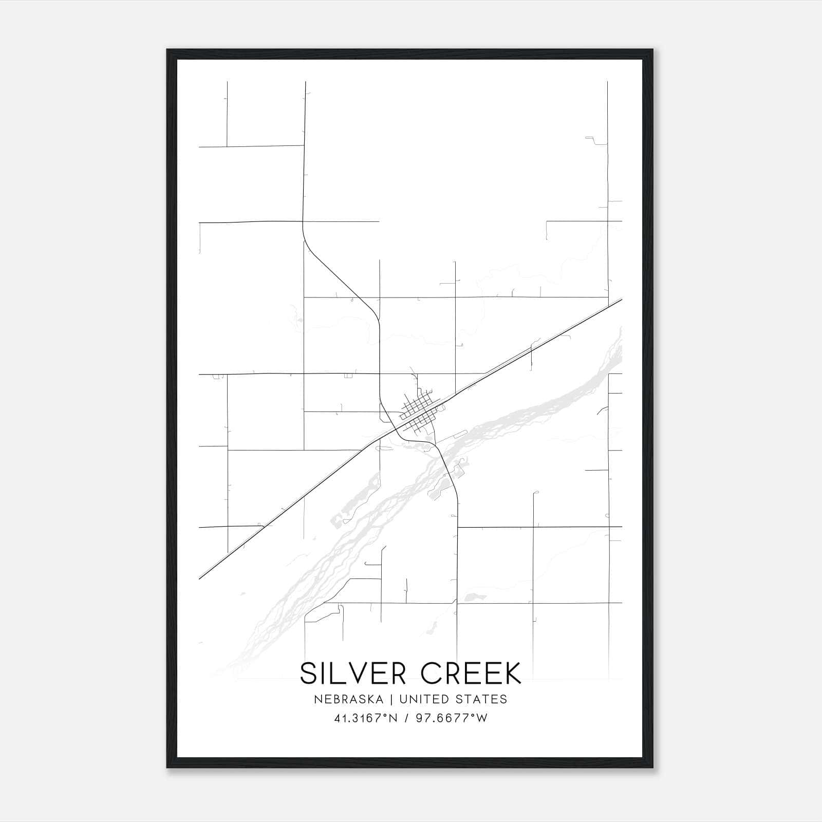 Silver Creek Nebraska Map Poster, Modern Home Decor Wall Art Print Silver Creek Nebraska Map Poster, Modern Home Decor Wall Art Print