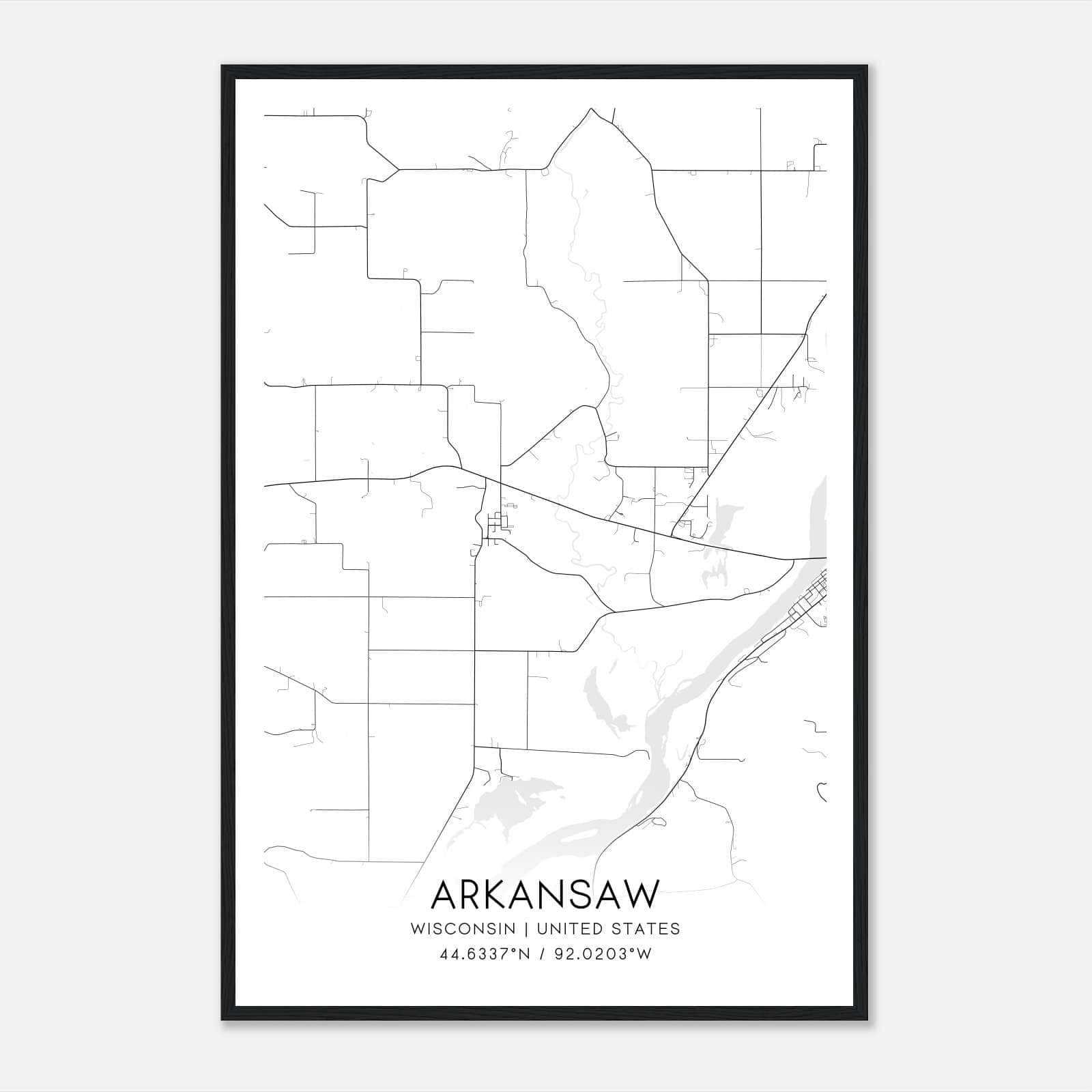 Arkansaw Wisconsin Map Poster, Modern Home Decor Wall Art Print Arkansaw Wisconsin Map Poster, Modern Home Decor Wall Art Print