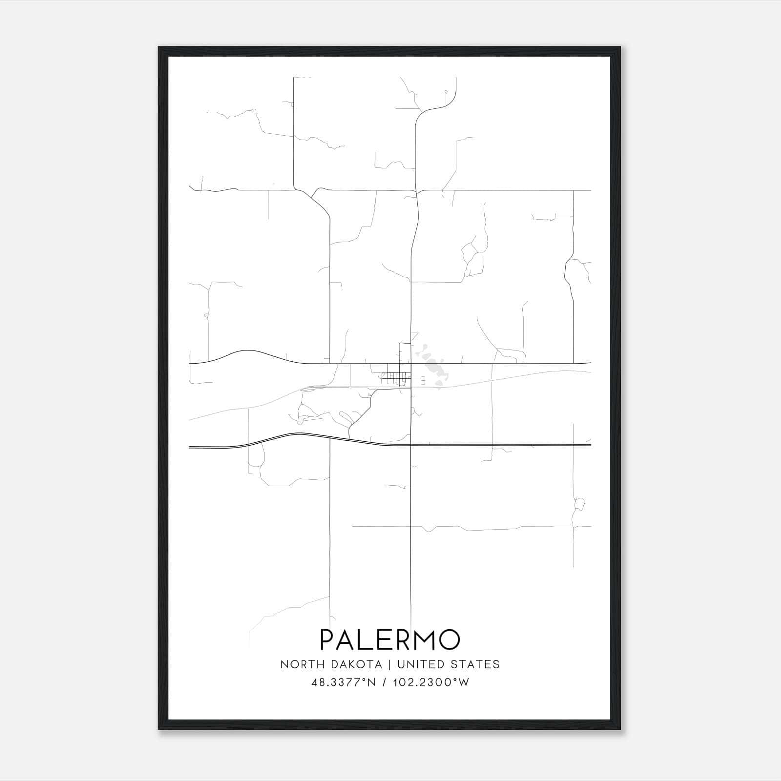 Palermo North Dakota Map Poster, Modern Home Decor Wall Art Print Palermo North Dakota Map Poster, Modern Home Decor Wall Art Print