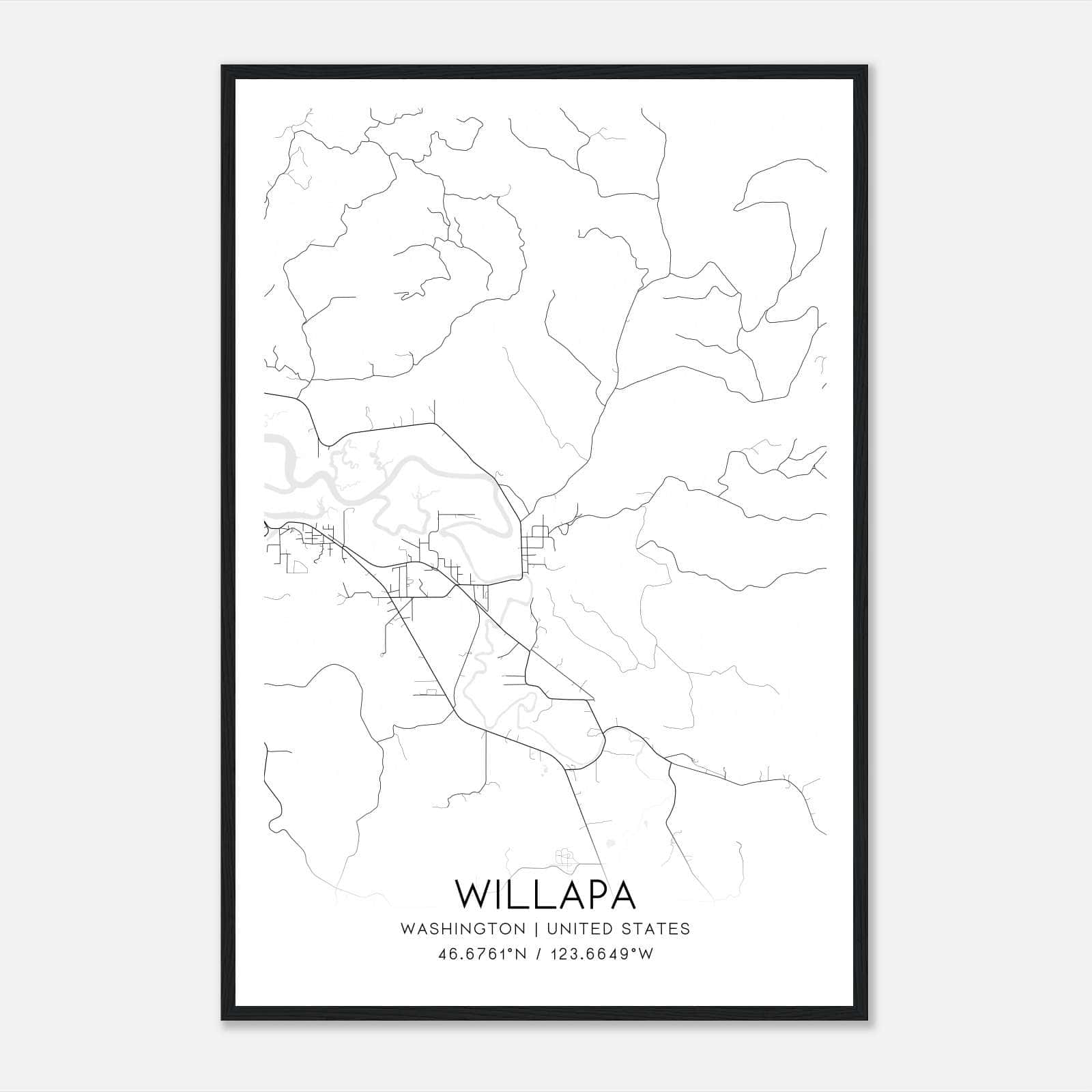 Willapa Washington Map Poster, Modern Home Decor Wall Art Print Willapa Washington Map Poster, Modern Home Decor Wall Art Print