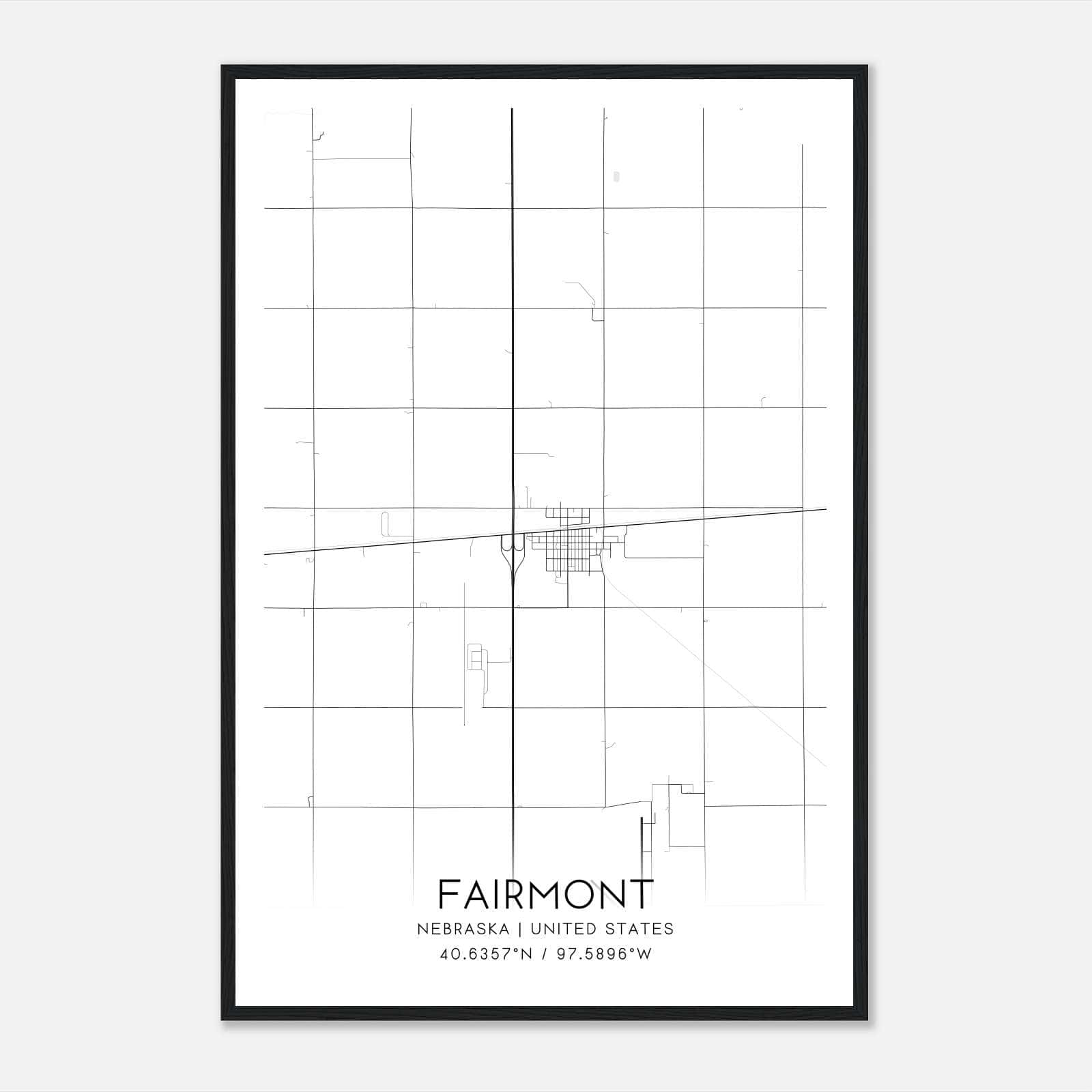 Fairmont Nebraska Map Poster, Modern Home Decor Wall Art Print Fairmont Nebraska Map Poster, Modern Home Decor Wall Art Print