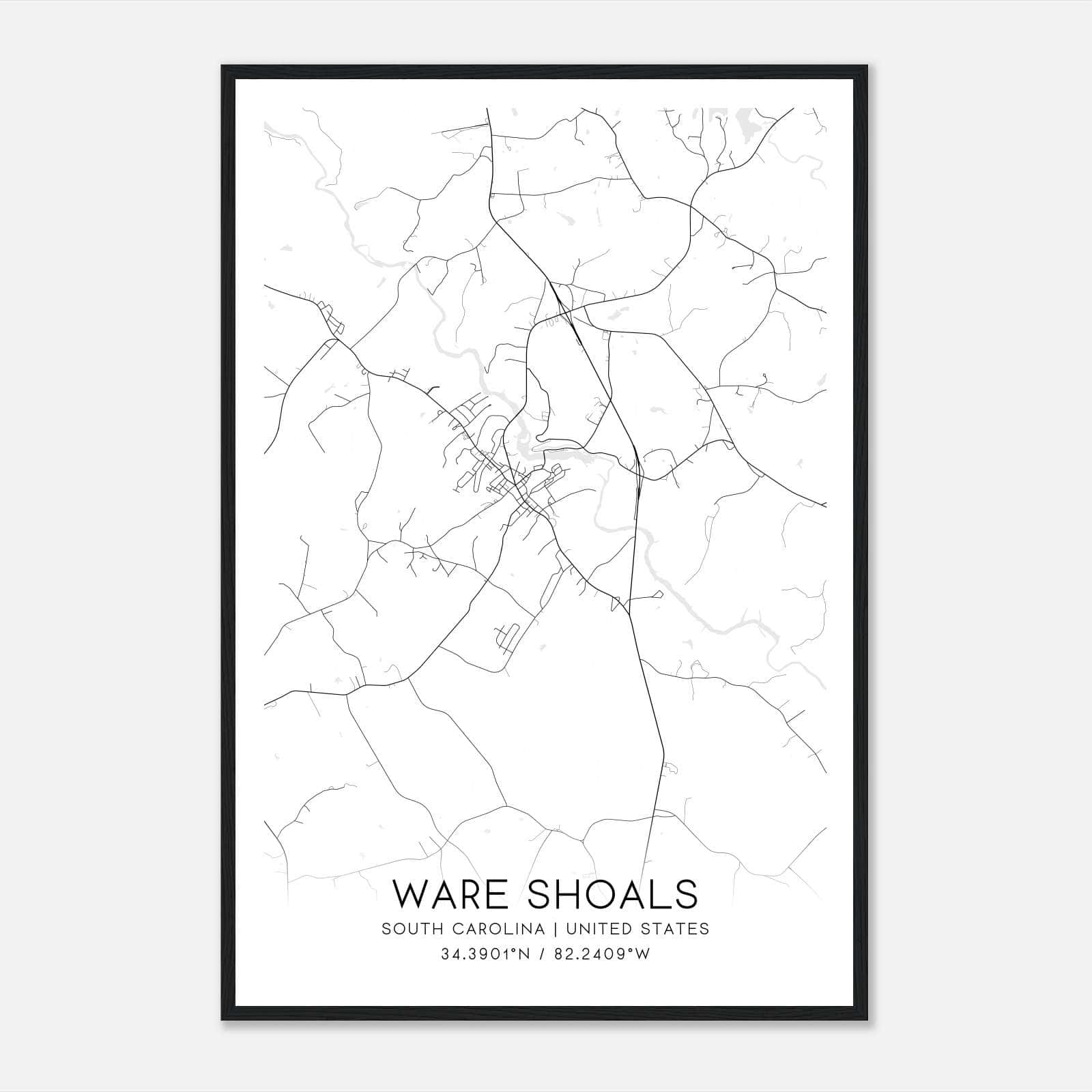 Ware Shoals South Carolina Map Poster, Modern Home Decor Wall Art Print Ware Shoals South Carolina Map Poster, Modern Home Decor Wall Art Print