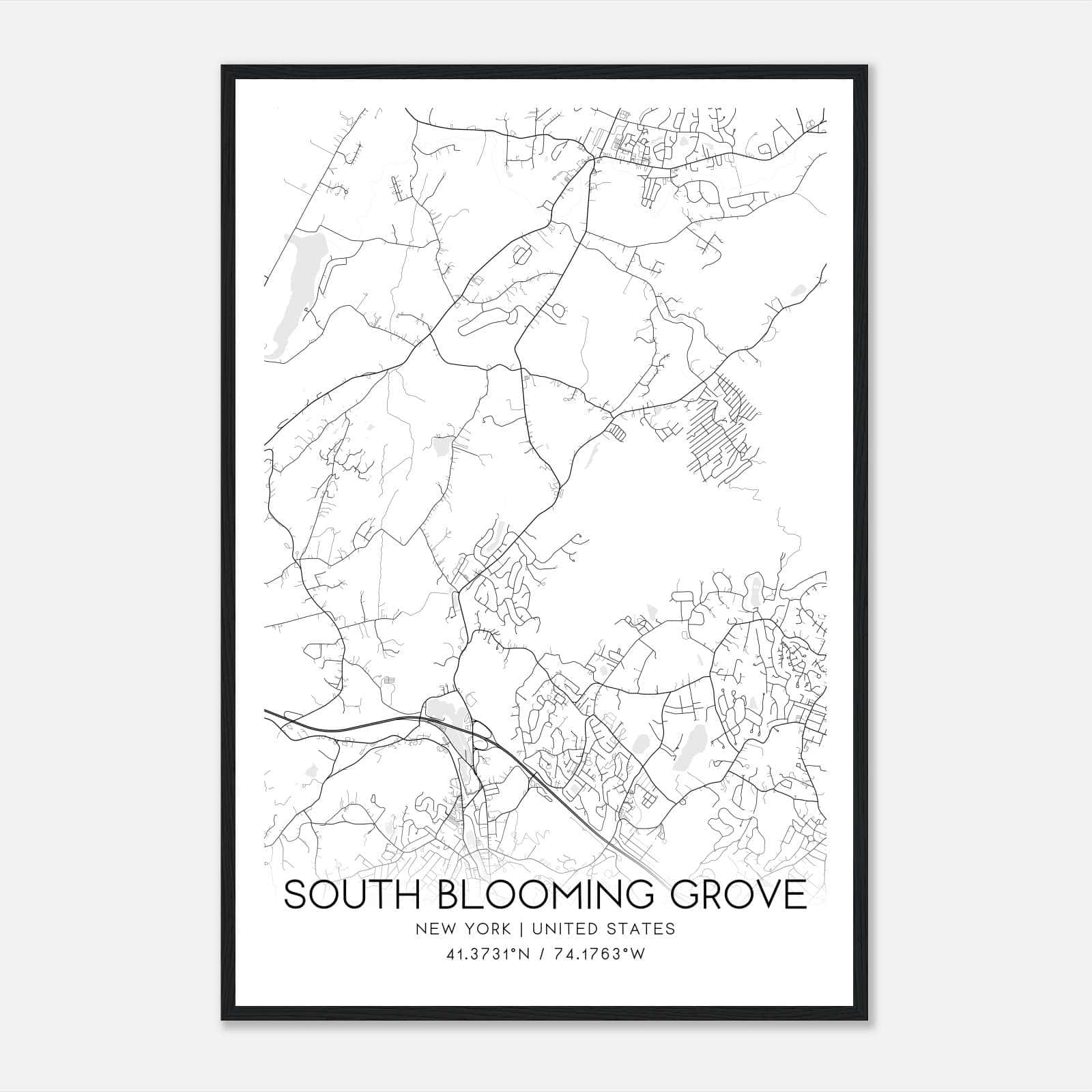 South Blooming Grove New York Map Poster, Modern Home Decor Wall Art Print South Blooming Grove New York Map Poster, Modern Home Decor Wall Art Print