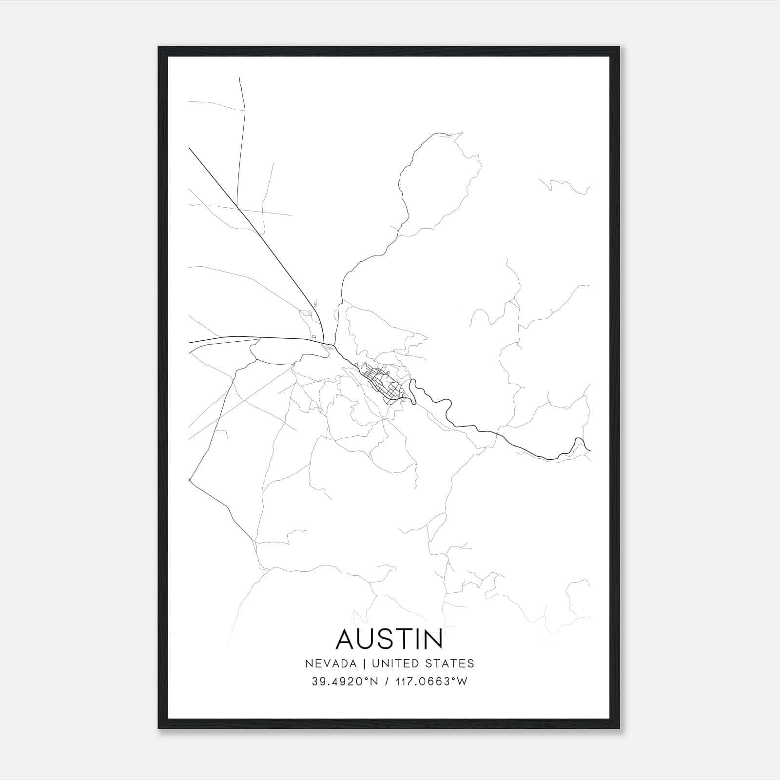 Austin Nevada Map Poster, Modern Home Decor Wall Art Print Austin Nevada Map Poster, Modern Home Decor Wall Art Print