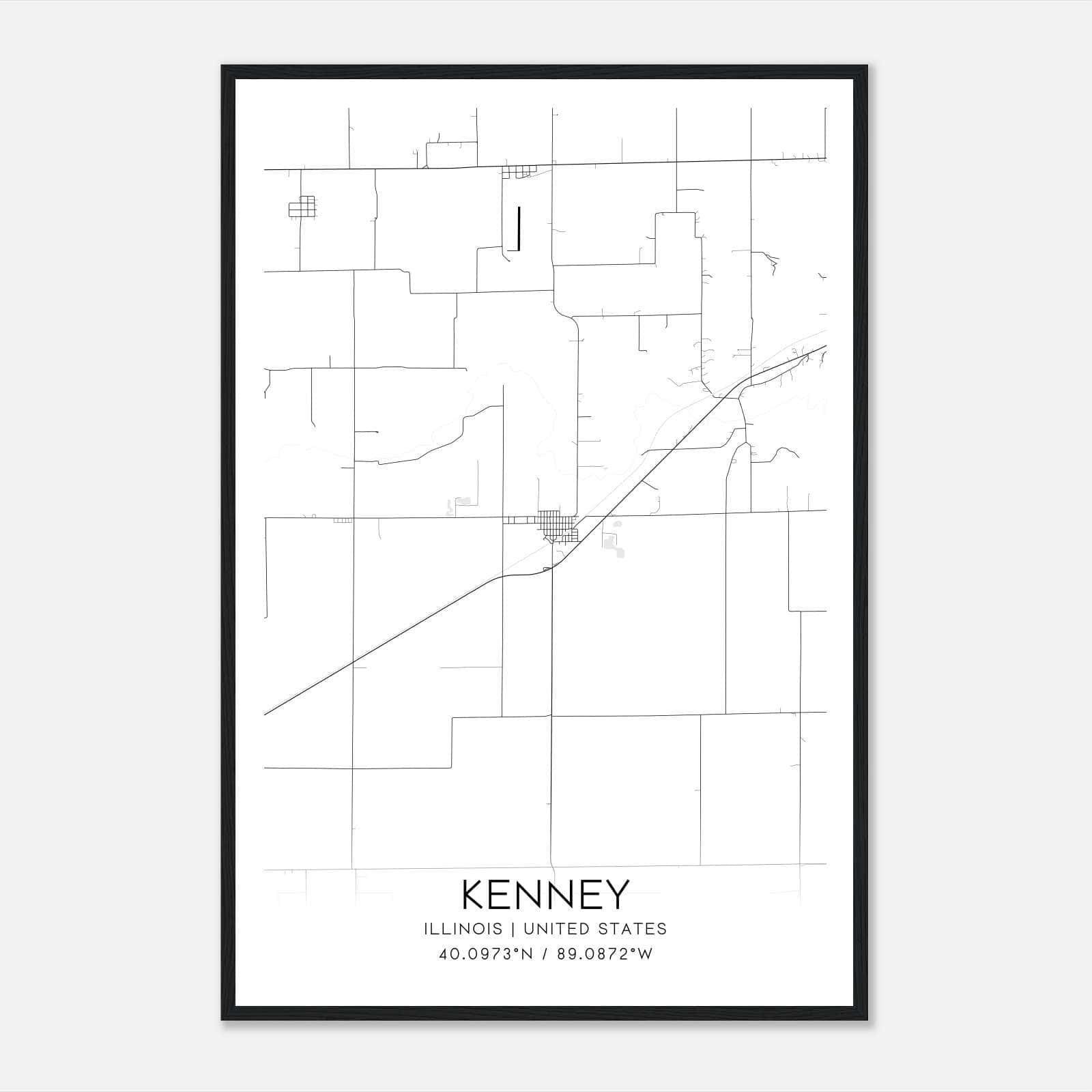 Kenney Illinois Map Poster, Modern Home Decor Wall Art Print Kenney Illinois Map Poster, Modern Home Decor Wall Art Print