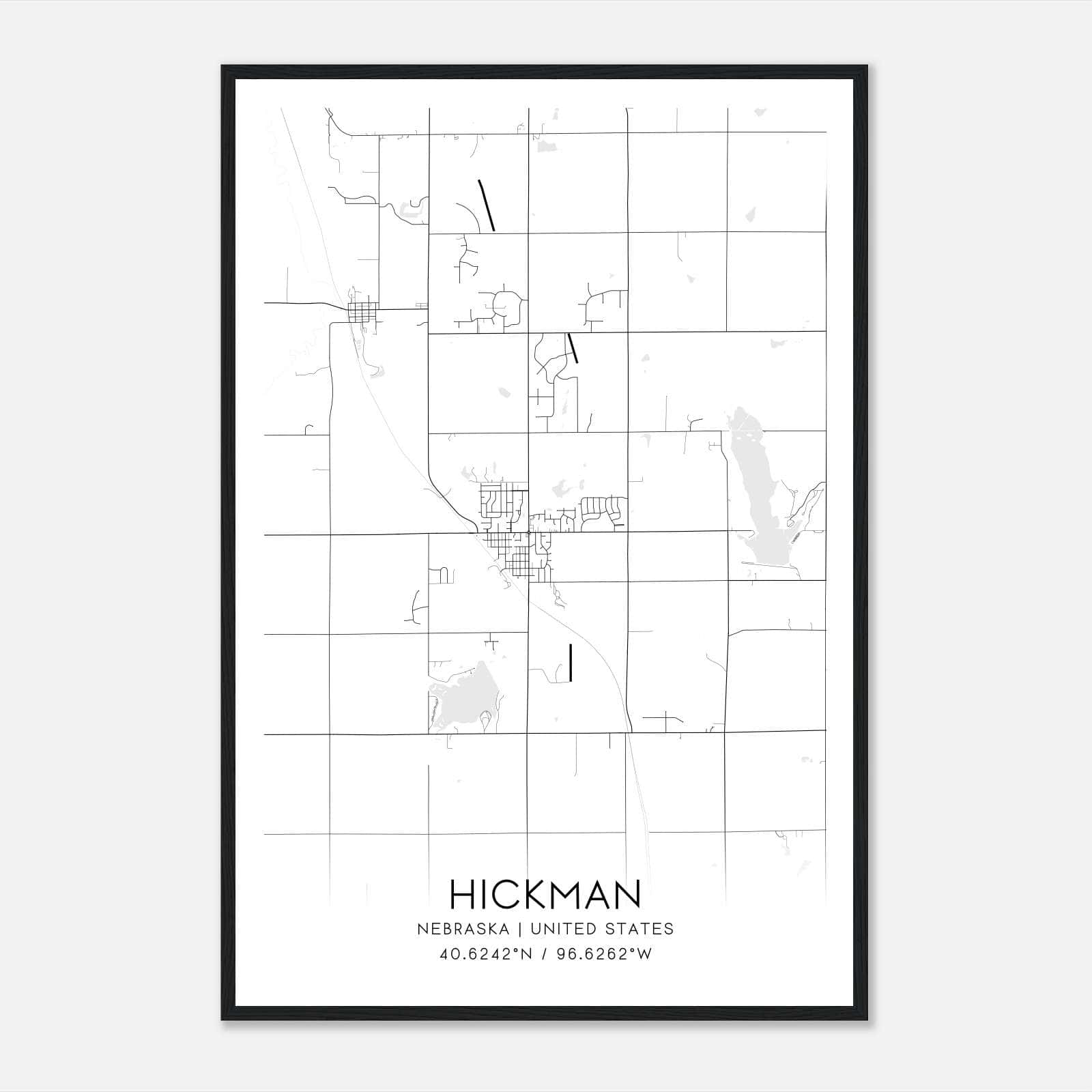 Hickman Nebraska Map Poster, Modern Home Decor Wall Art Print Hickman Nebraska Map Poster, Modern Home Decor Wall Art Print