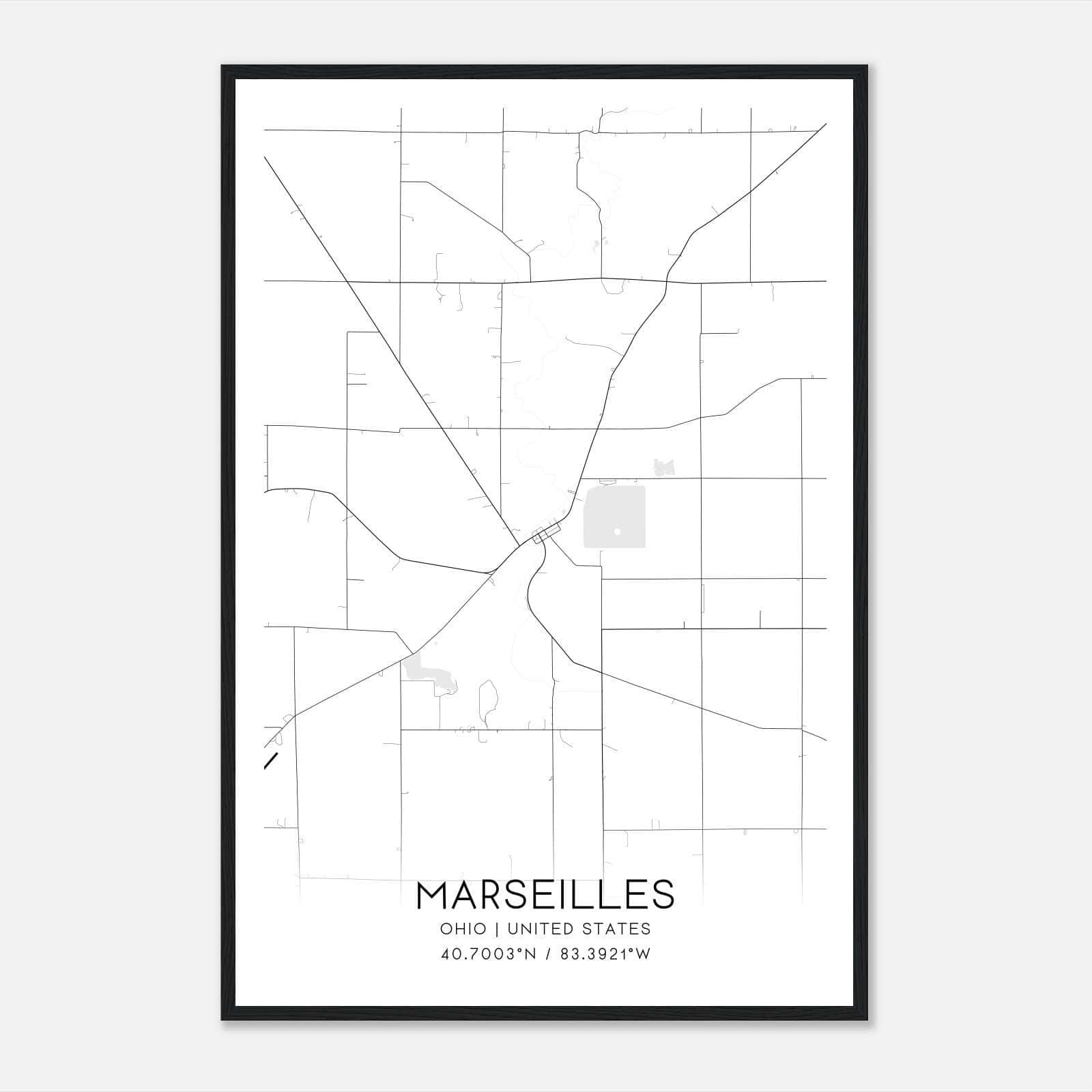 Marseilles Ohio Map Poster, Modern Home Decor Wall Art Print Marseilles Ohio Map Poster, Modern Home Decor Wall Art Print