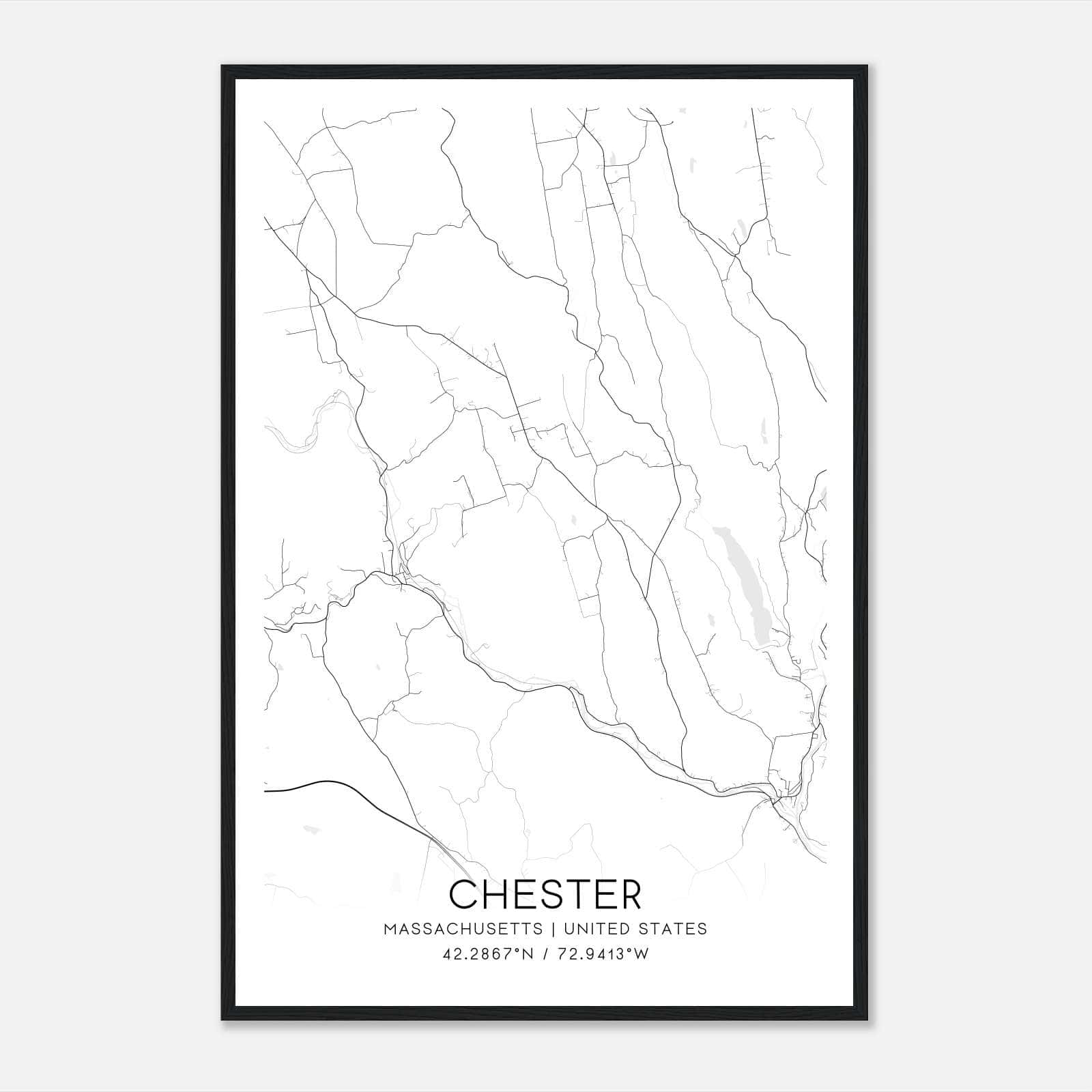 Chester Massachusetts Map Poster, Modern Home Decor Wall Art Print Chester Massachusetts Map Poster, Modern Home Decor Wall Art Print
