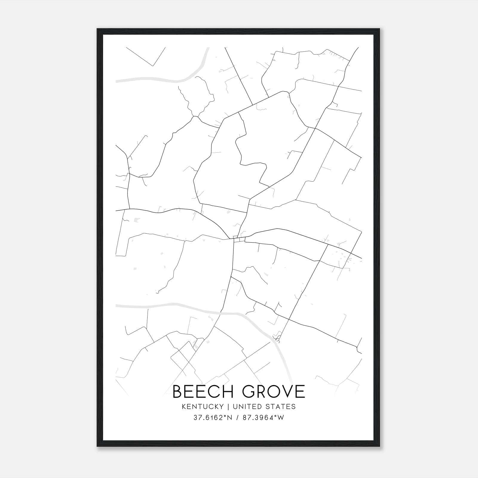 Beech Grove Kentucky Map Poster, Modern Home Decor Wall Art Print Beech Grove Kentucky Map Poster, Modern Home Decor Wall Art Print