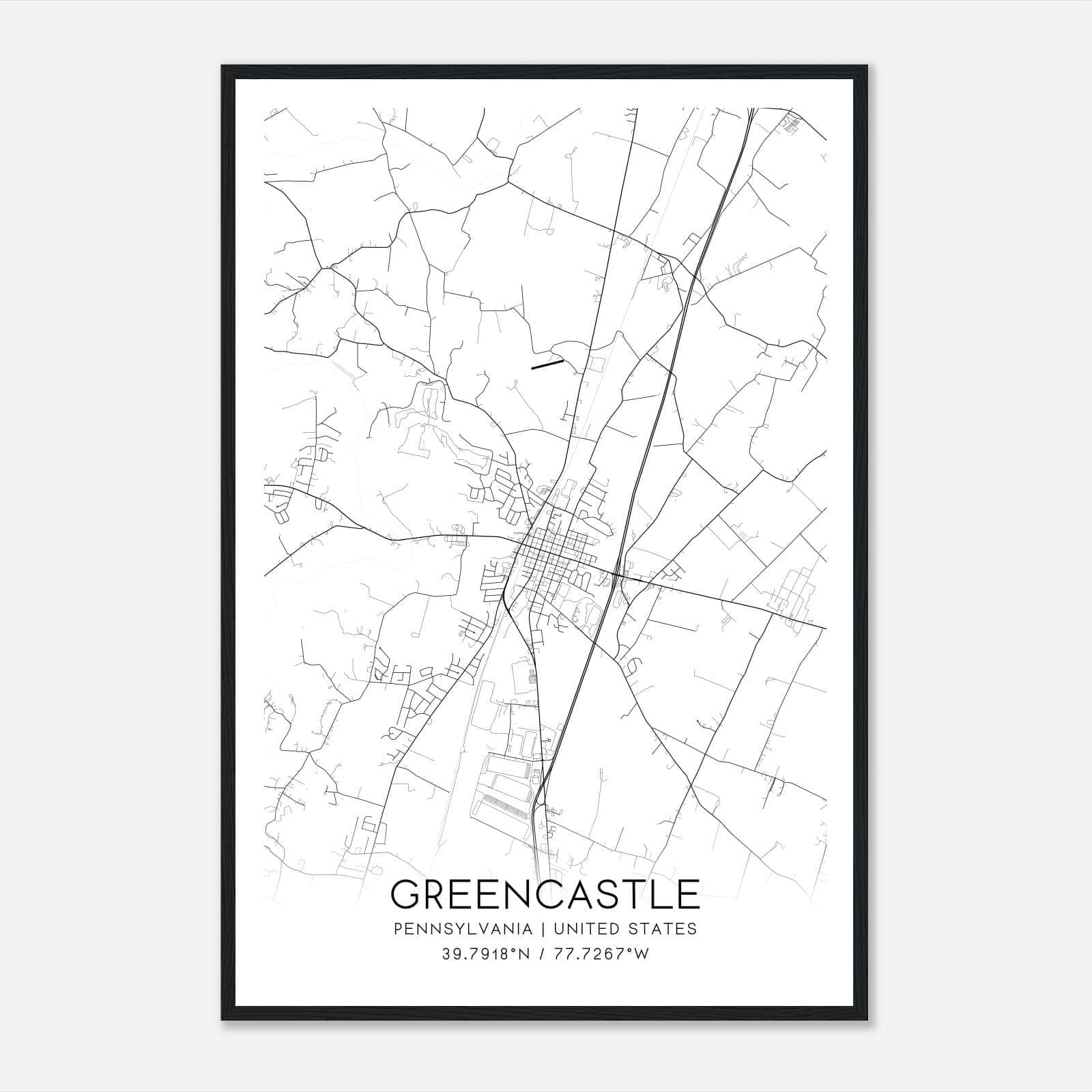 Greencastle Pennsylvania Map Poster, Modern Home Decor Wall Art Print Greencastle Pennsylvania Map Poster, Modern Home Decor Wall Art Print